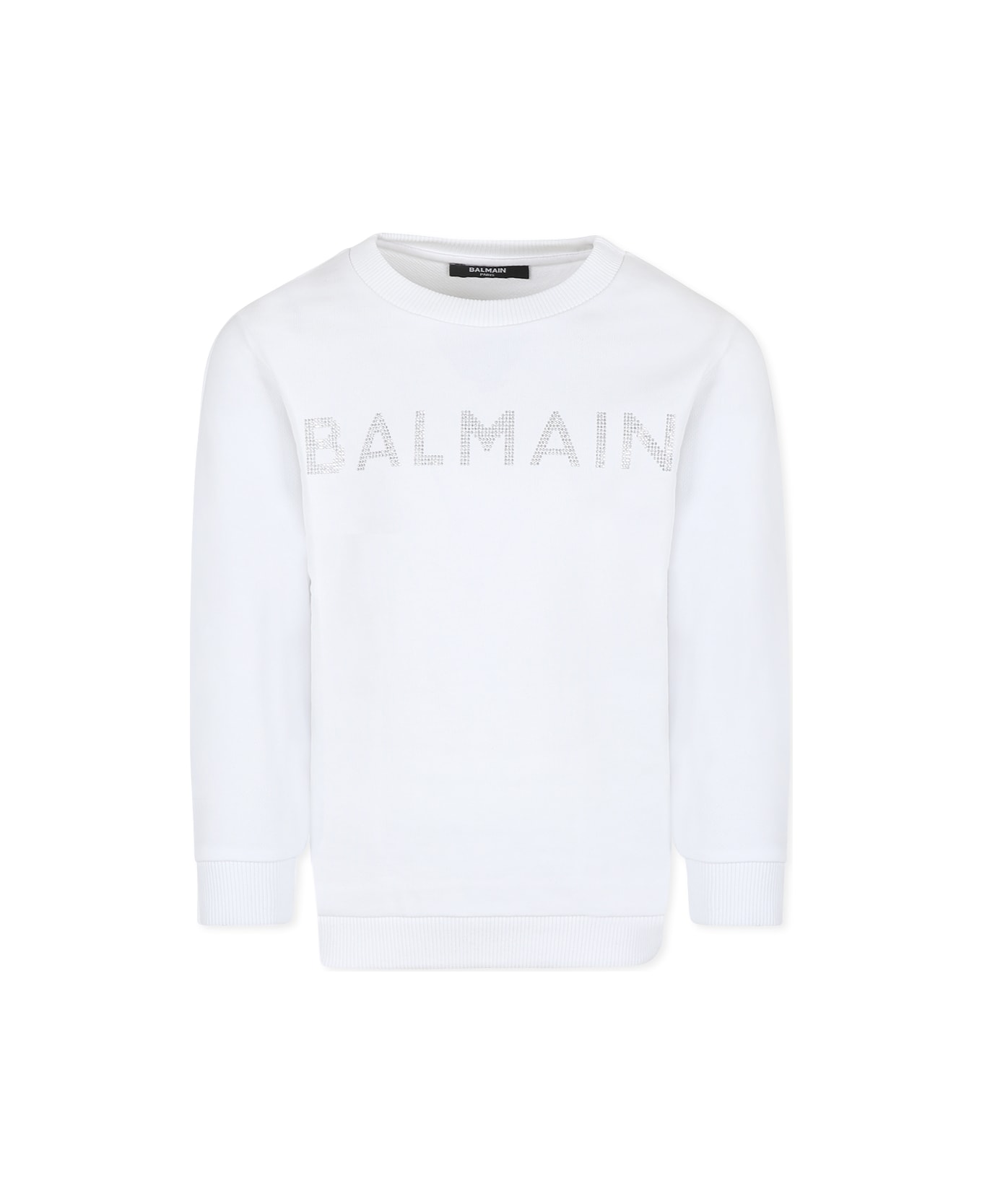 Balmain White Sweatshirt For Girl With Logo - White