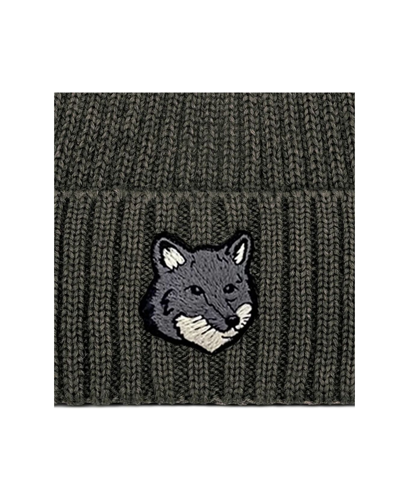 Maison Kitsuné Fox Head Large Beanie - Laurel Green