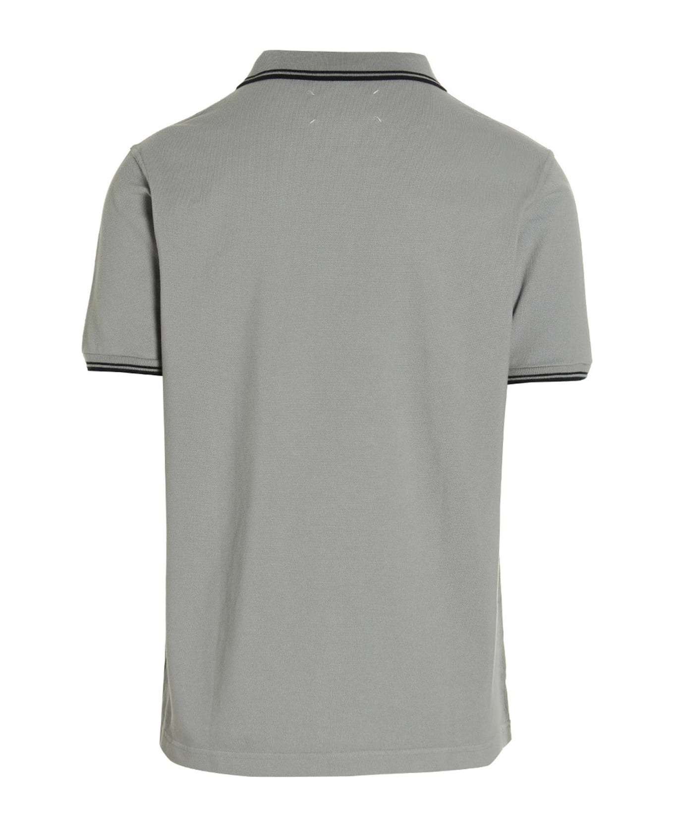 Maison Margiela Embroidered Logo Polo Shirt - Grey