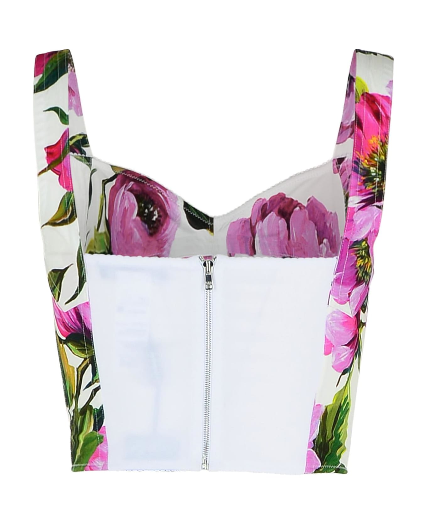 Dolce & Gabbana 'peonie' Pink Cotton Blend Top - Pink