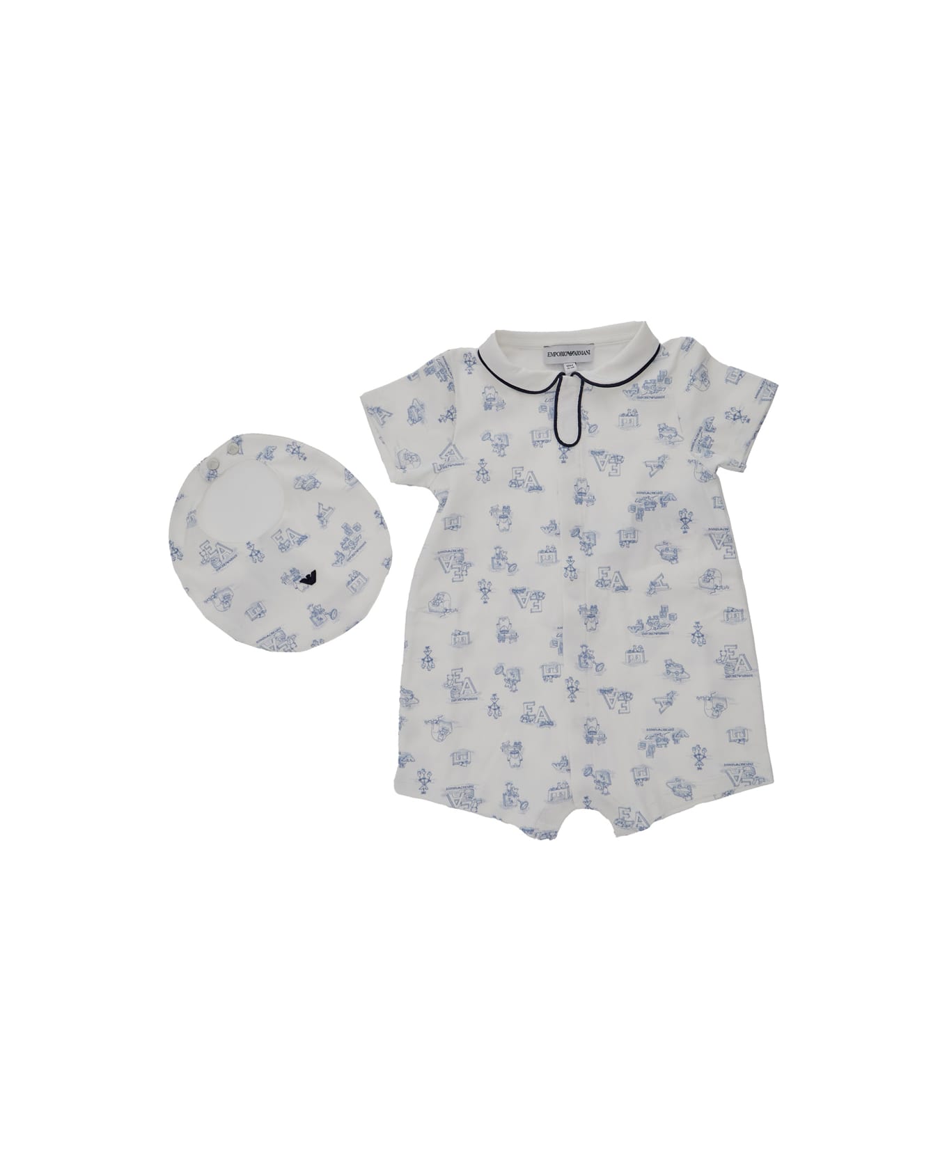 Emporio Armani Multicolor Set Of Two With One-piece And Bib In Cotton Baby - Multicolor