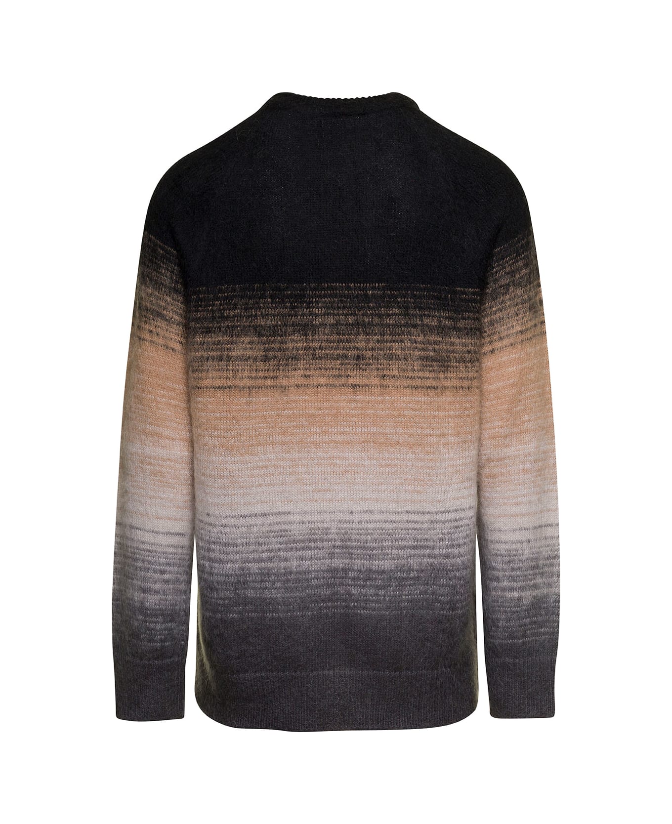 Laneus Multicolor Crewneck Sweater In Mohair Blend Man - Black