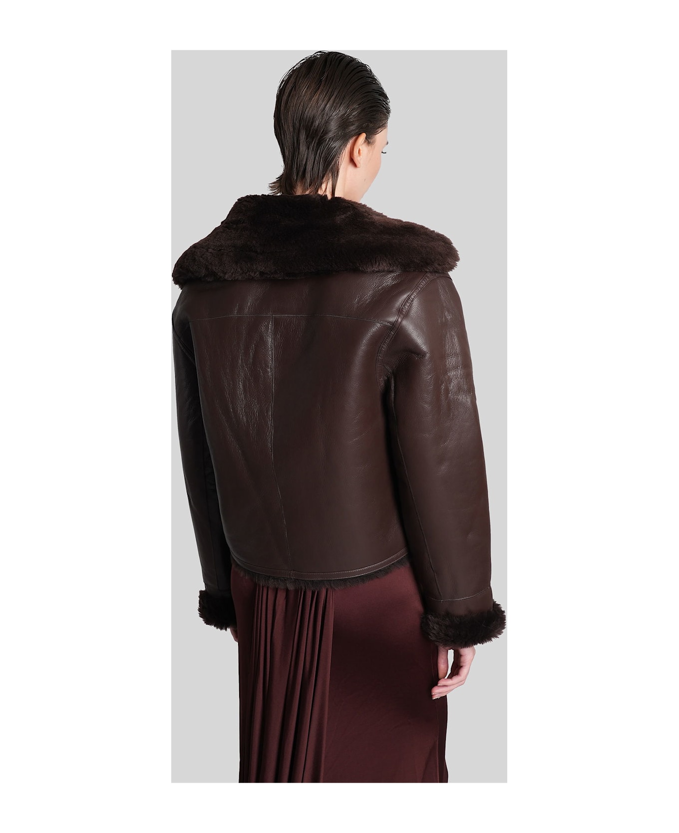 David Koma Leather Jacket In Brown Leather - brown