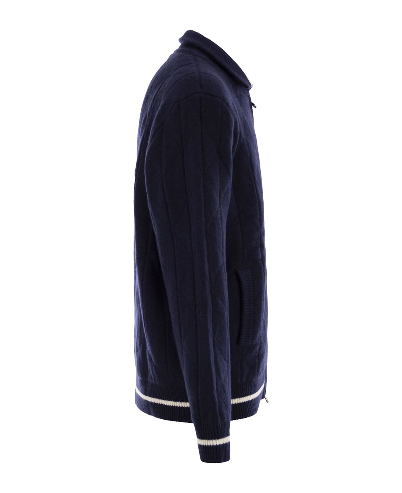 Kiton Cashmere Bomber Jacket - Blue