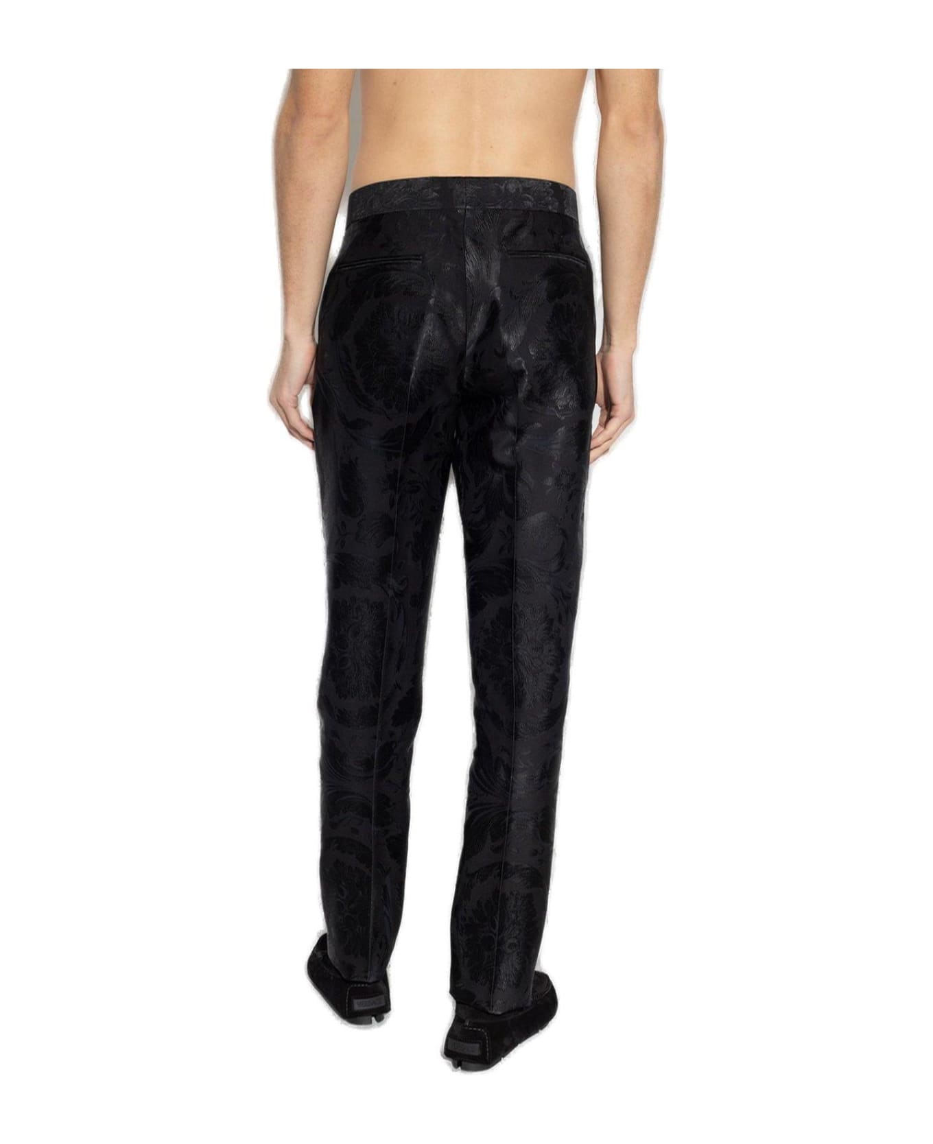 Versace Pleated Tailored Trousers - BLACK ボトムス