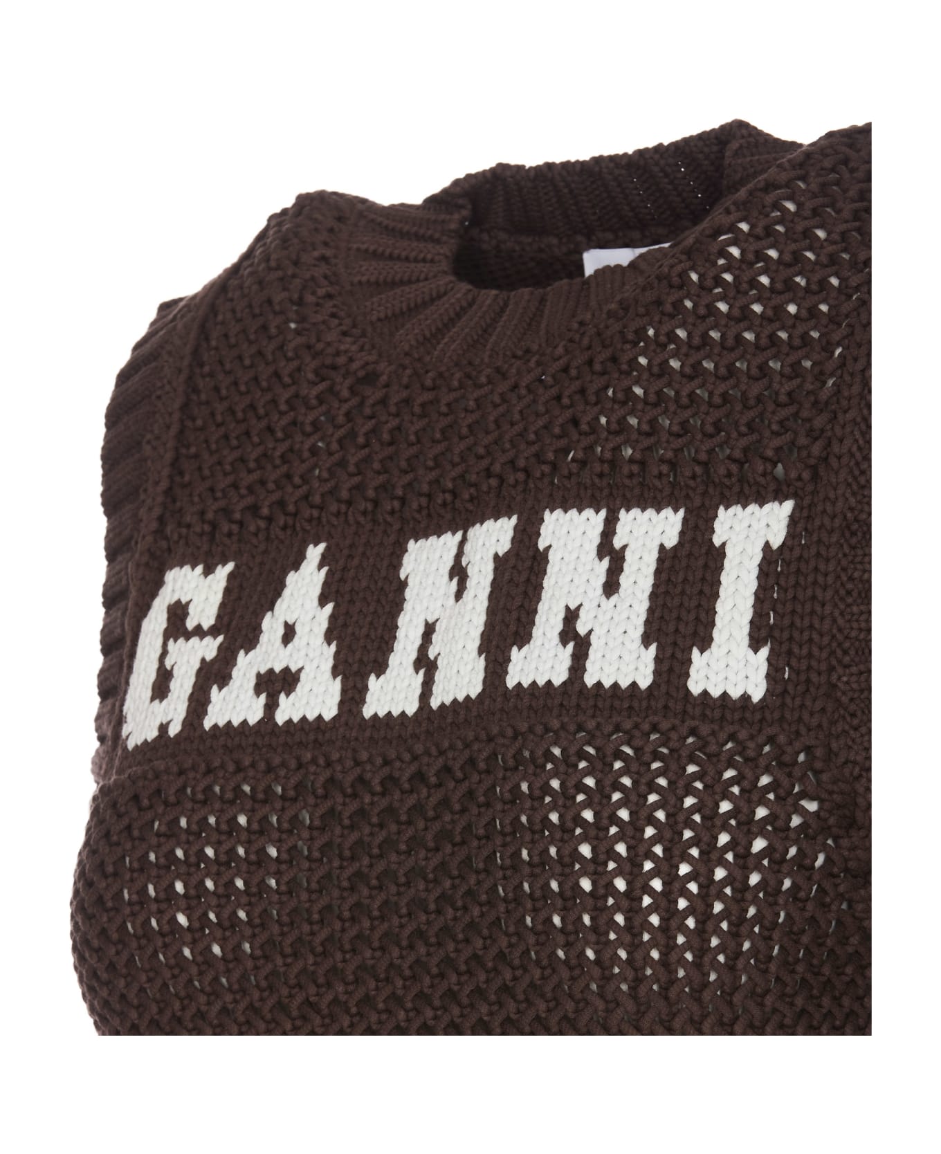 Ganni Logo Knitted Vest - Brown