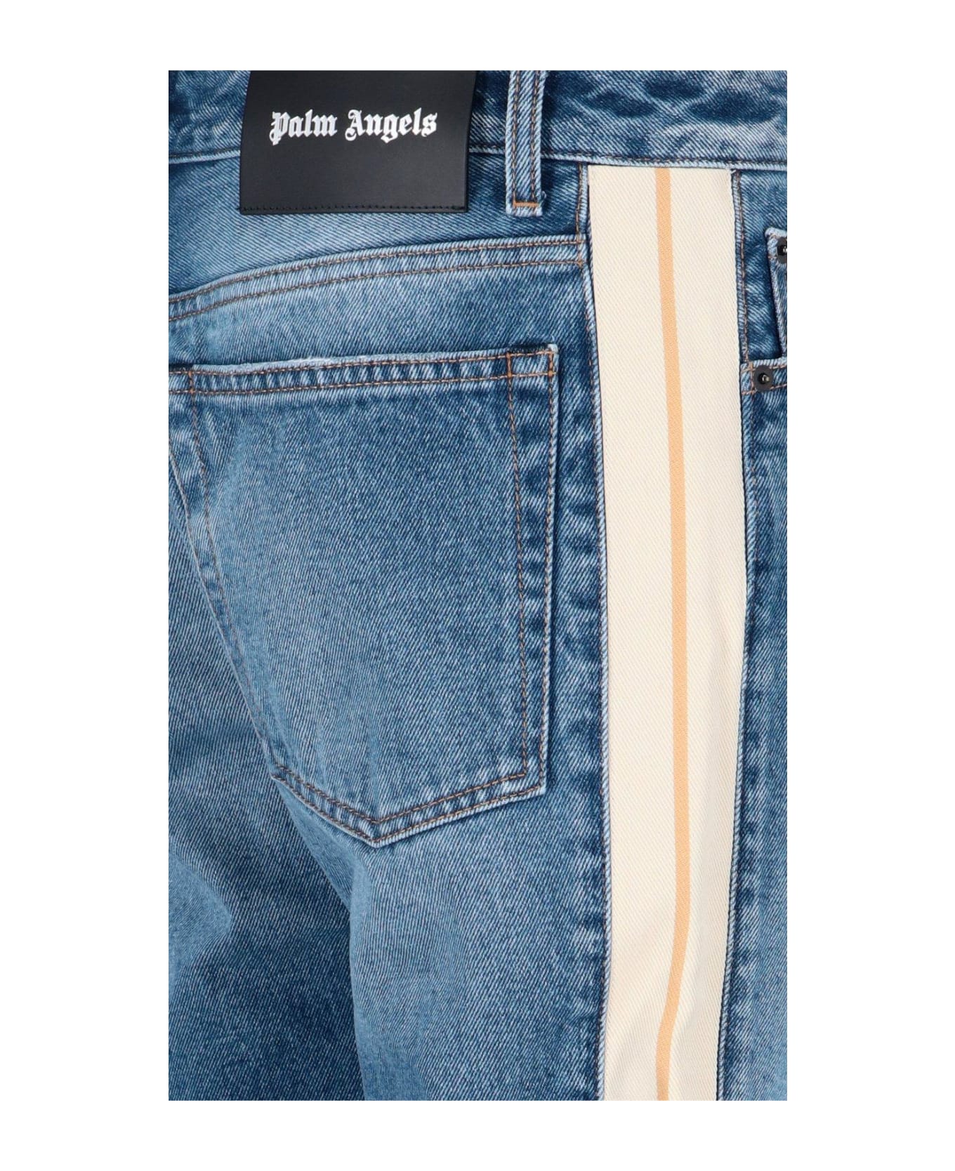 Palm Angels Logo Patch Straight Leg Jeans - Clear Blue