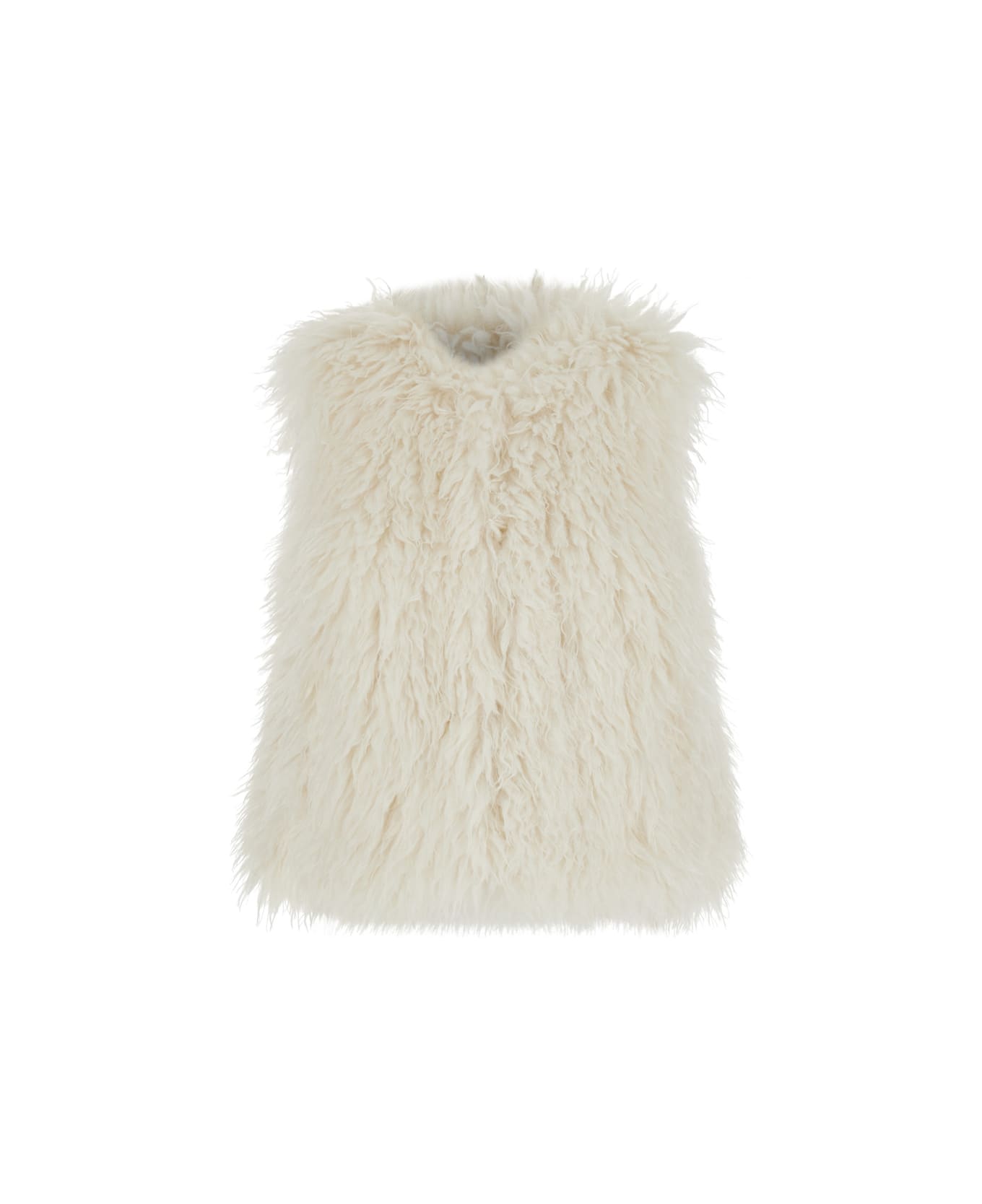 MICHAEL Michael Kors White Sleeveless Jacket With Front Concealed Closure In Ecofur Woman - White