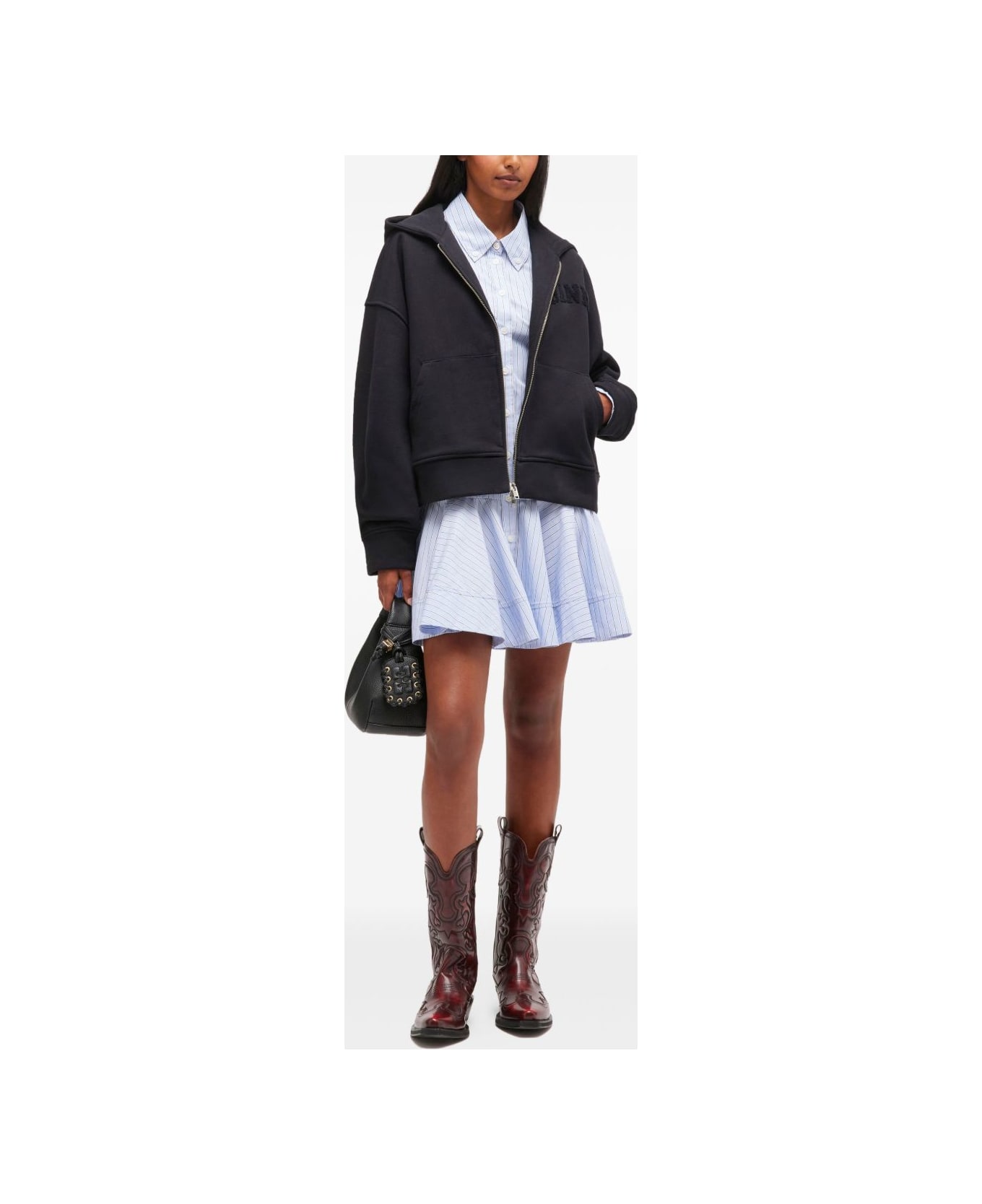 Ganni Organic Cotton Zipped Hoodie - Black