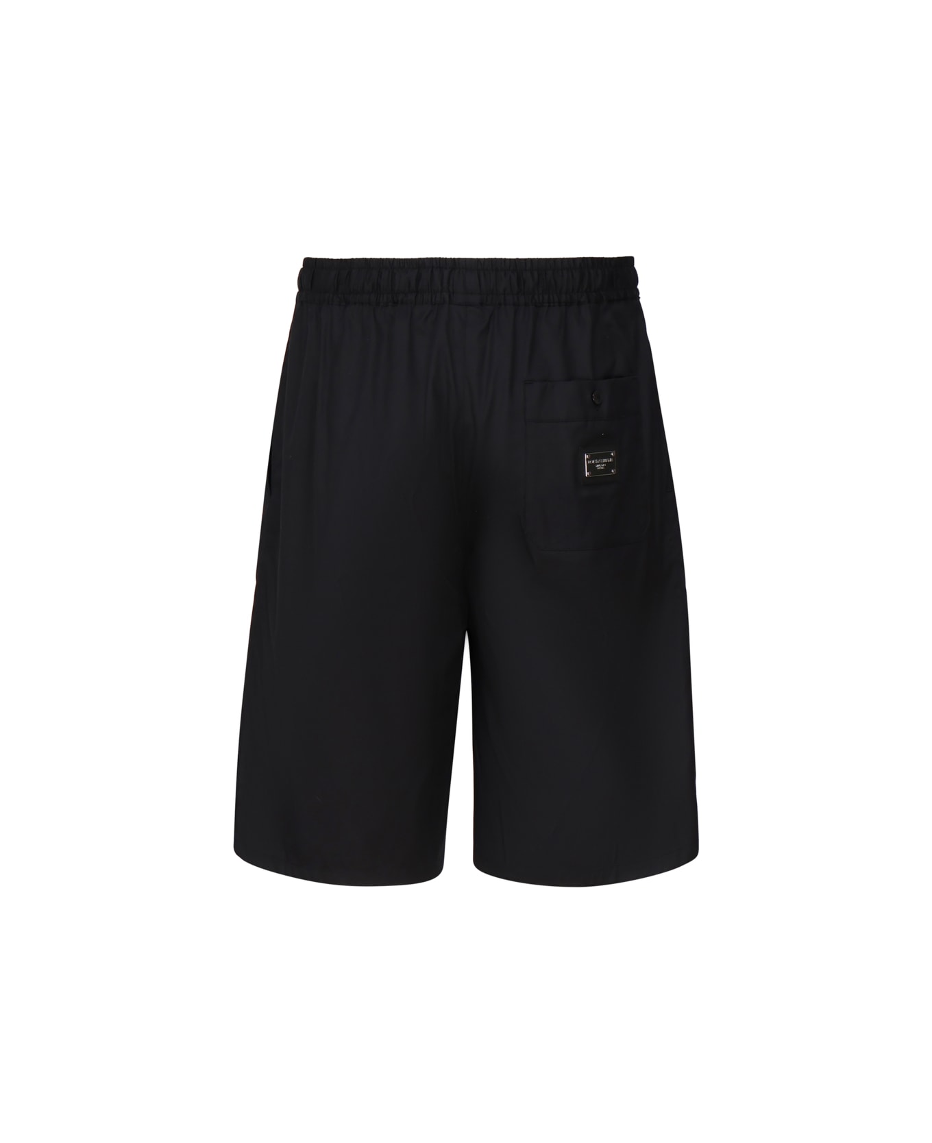 Dolce & Gabbana Cotton Jogging Shorts With Logo Plaque - Black