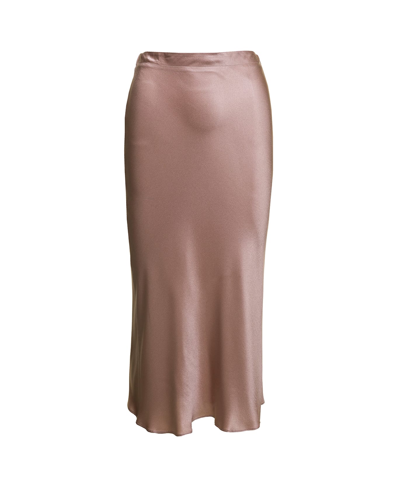 Antonelli 'maizena' Midi Blush Pink Skirt With Elastic Waistband In Silk Blend Woman - Pink