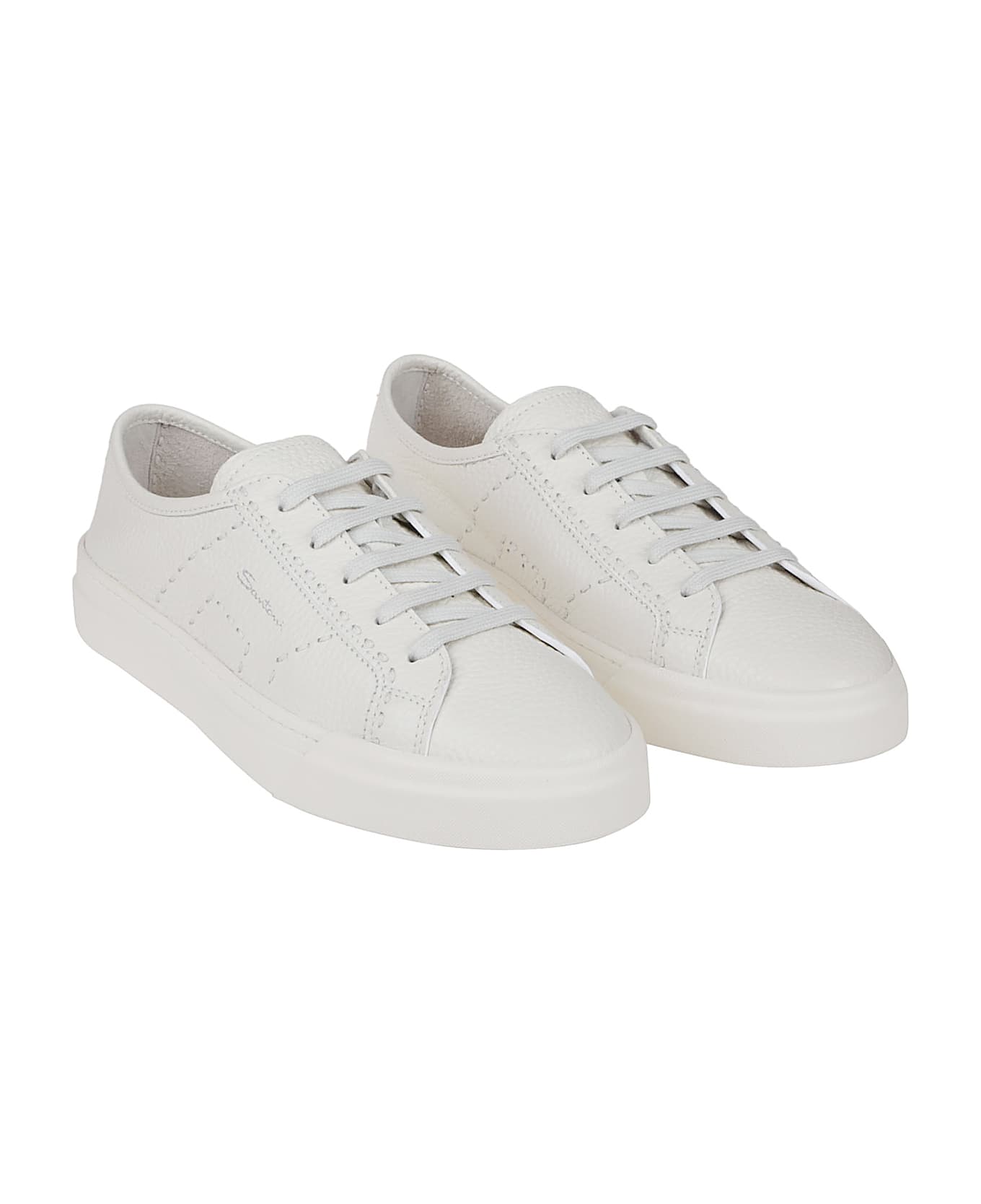 Santoni Double Buckle Low Top Sneakers - White