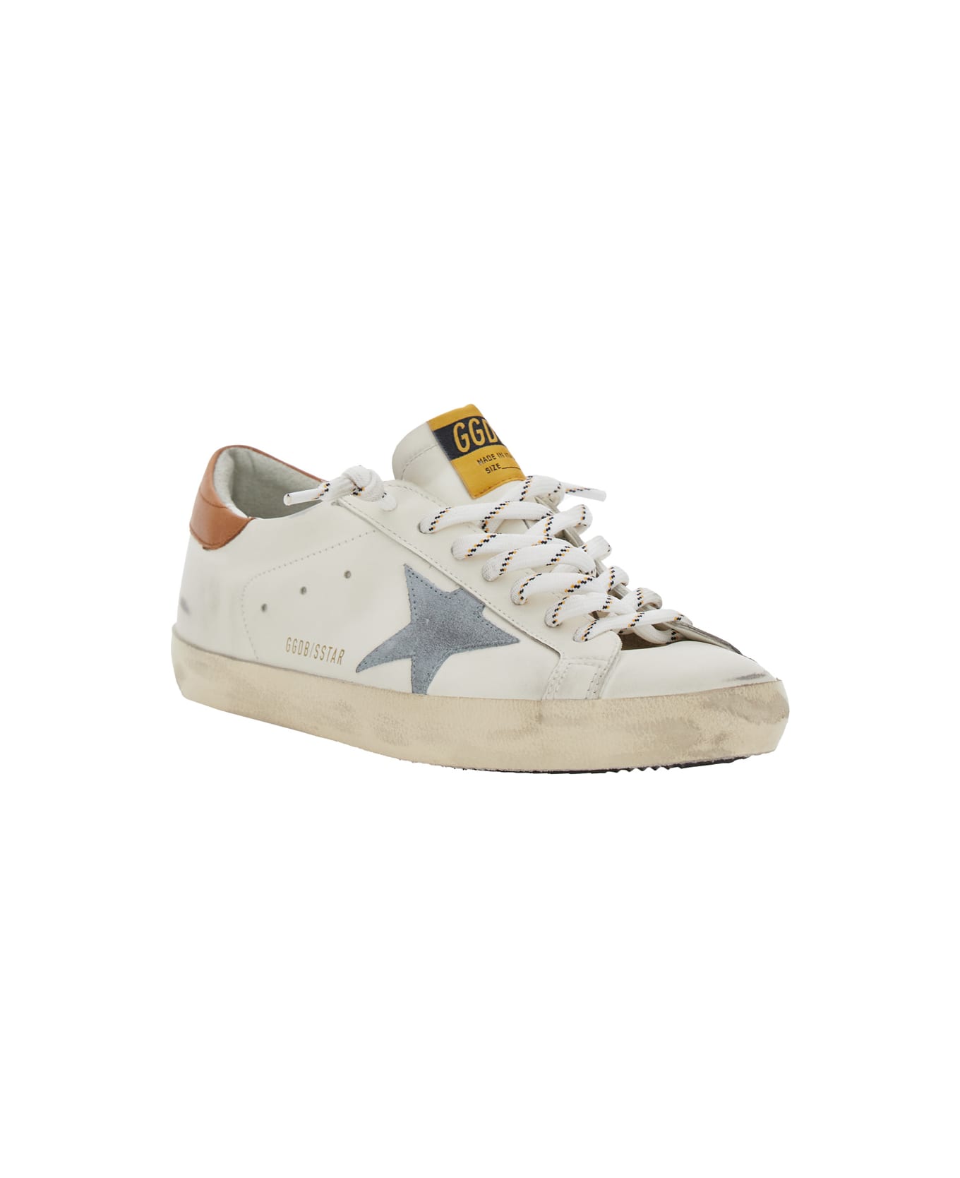 Golden Goose 'super-star' White Low Top Sneakers With Embossed Logo And Contrasting Heel In Leather Man - White