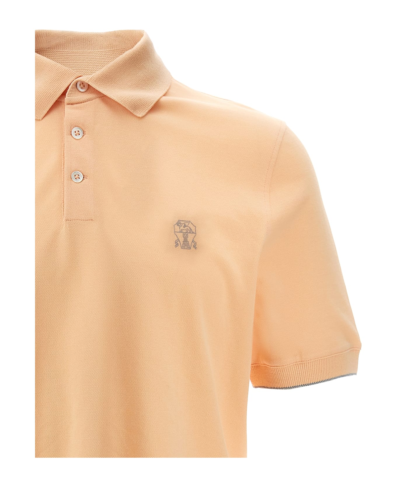 Brunello Cucinelli Logo Piqué Polo Shirt - Orange