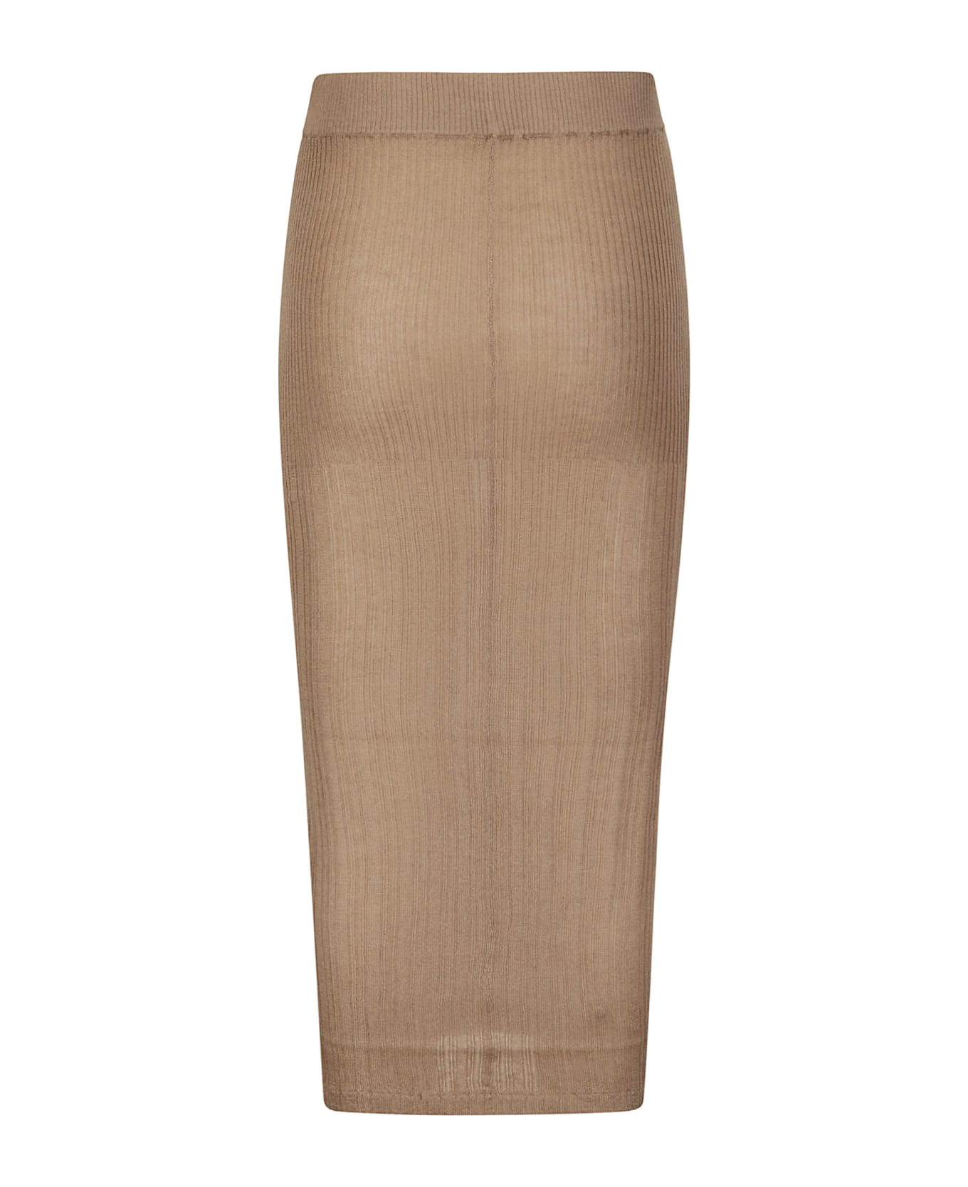 Wild Cashmere Loose Rib Long Skirt - TAUPE
