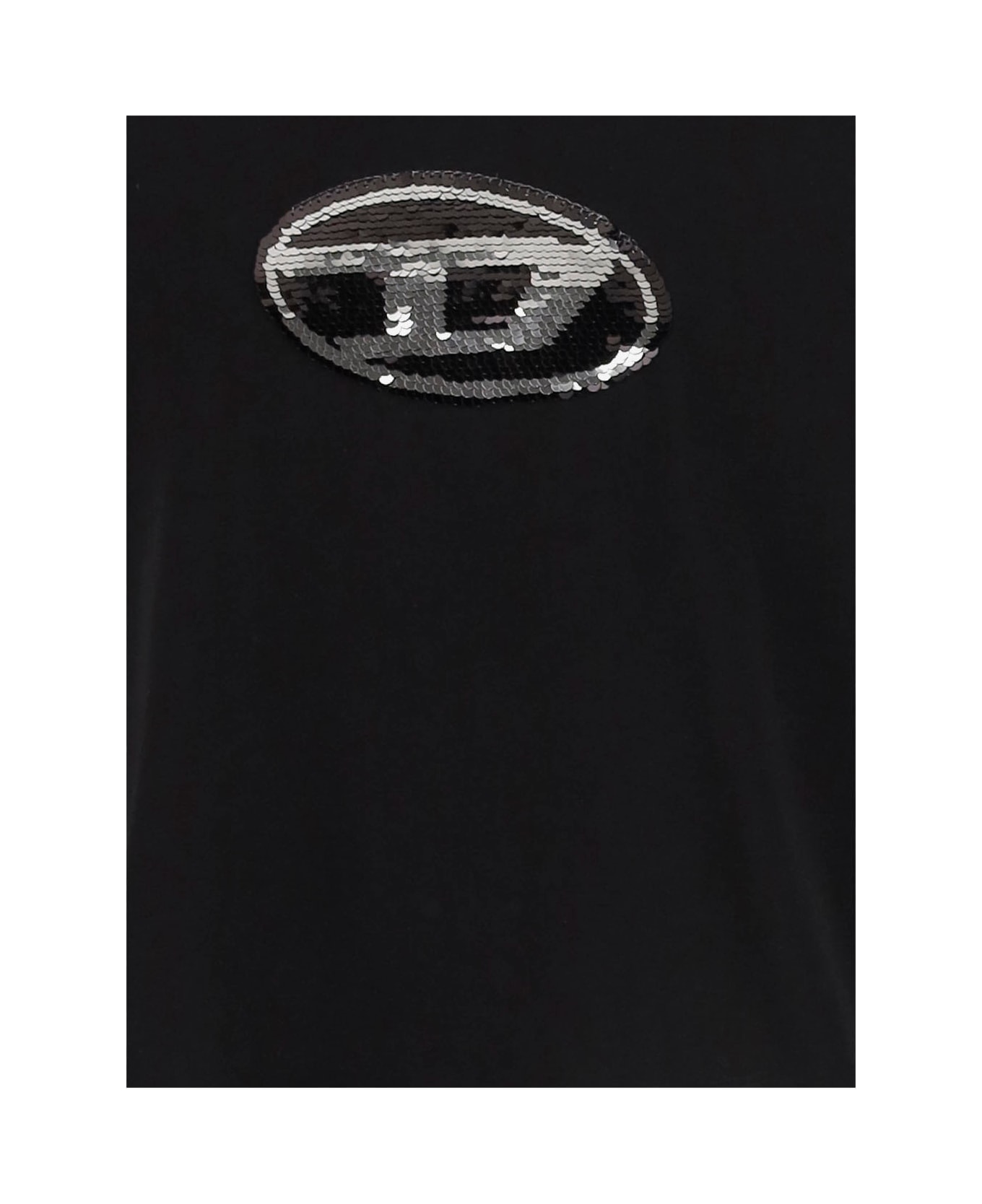 Diesel Cotton T-shirt With Sequin Logo - Black