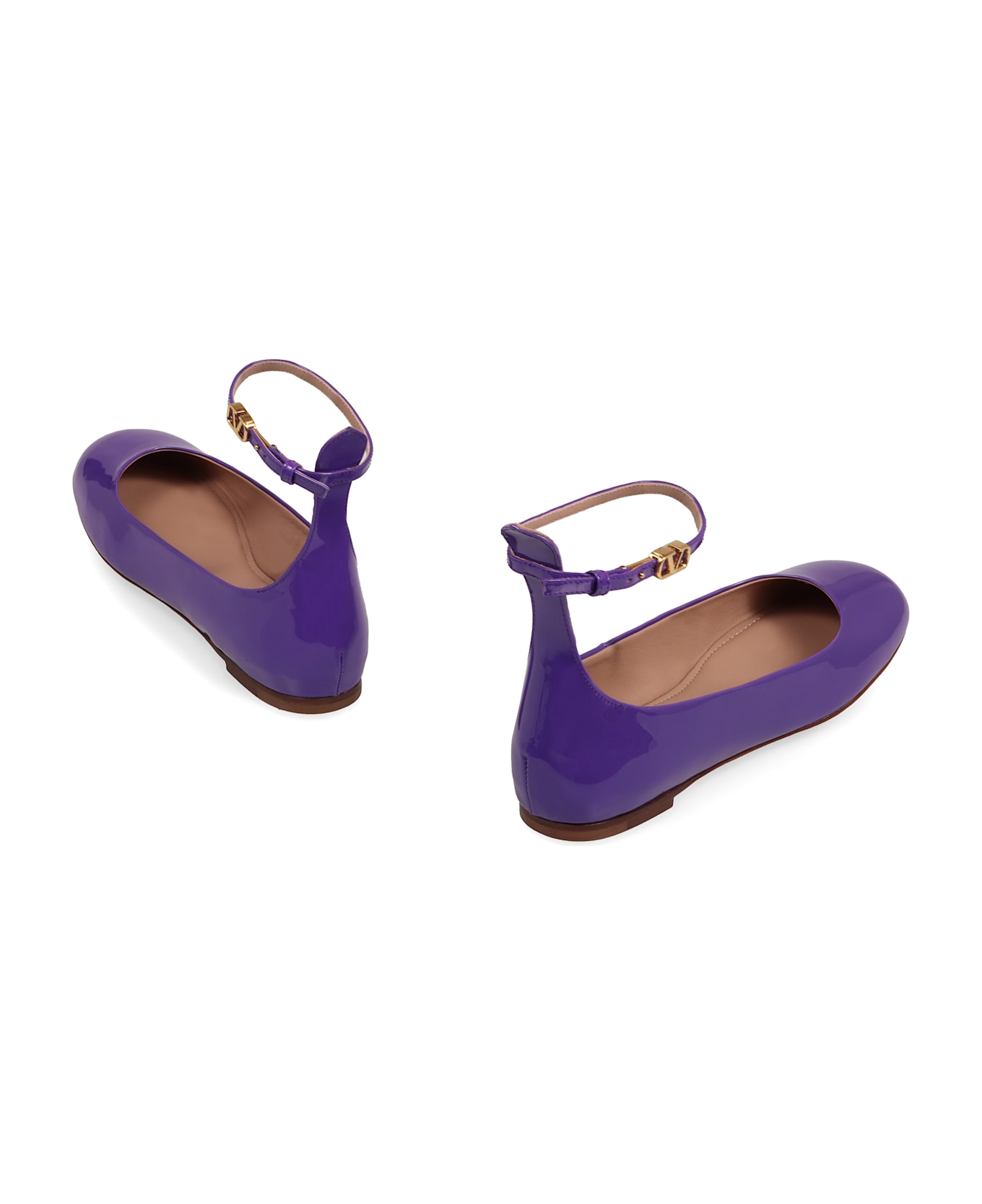 Valentino Garavani Tan-go Leather Ballet Flats - purple