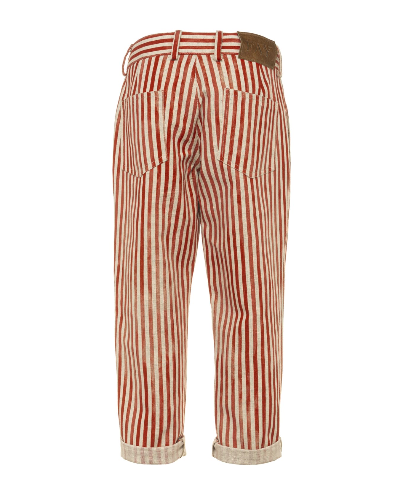 Fay Striped Trousers - Begie-rosso