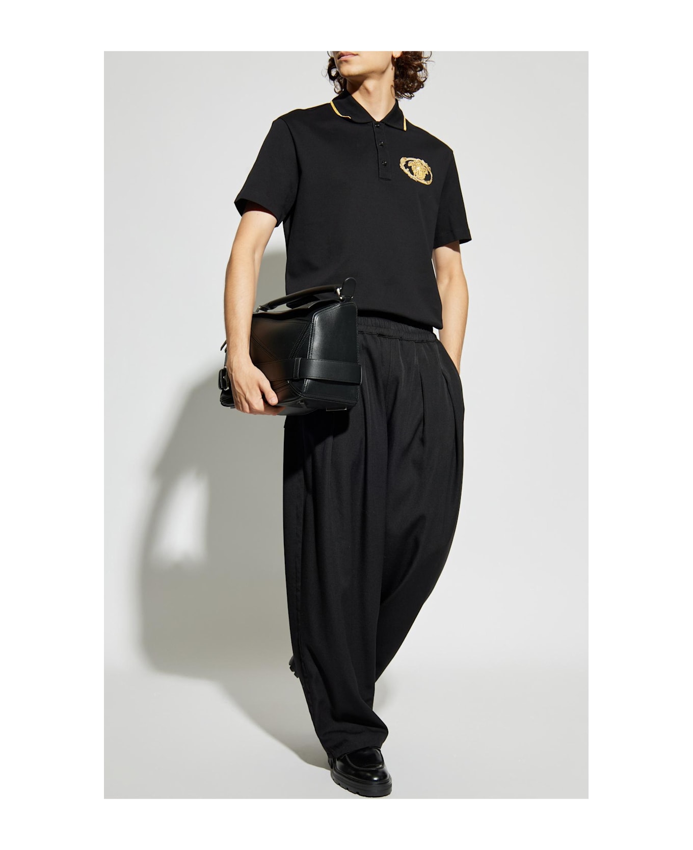 Versace Polo With Logo - BLACK