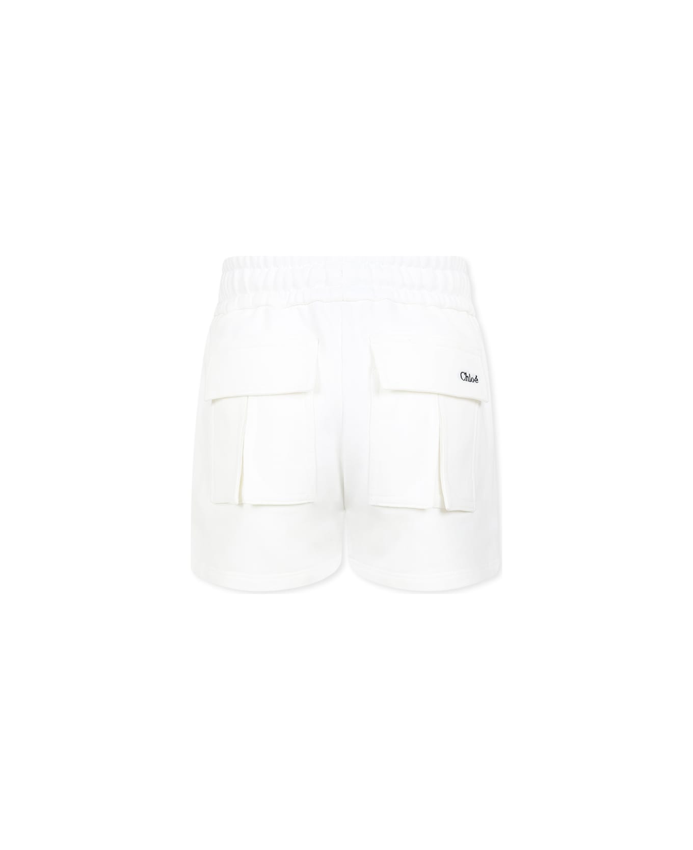 Chloé White Shorts For Girl With Logo - White