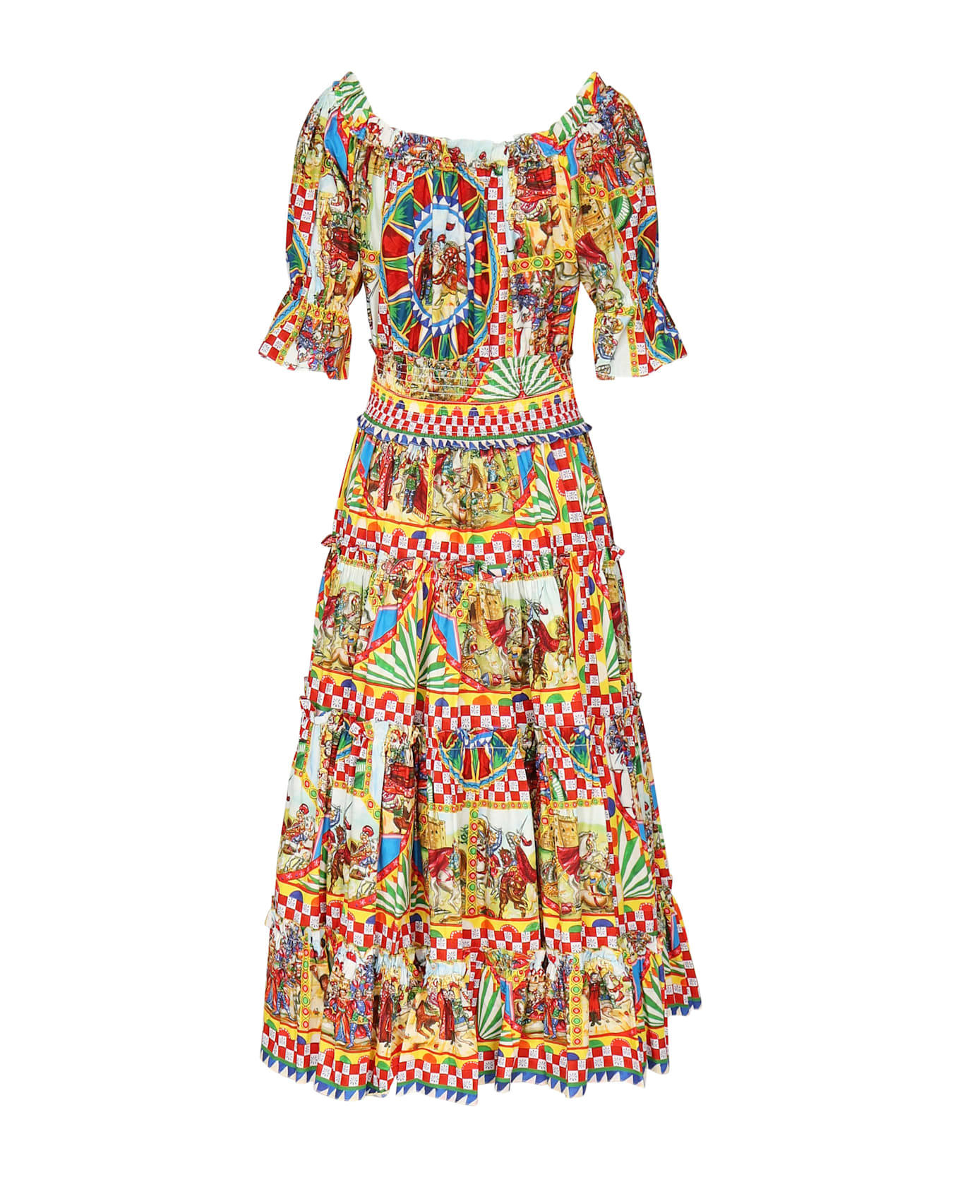 Dolce 
Gabbana Midi Dress With Cart Print - MultiColour