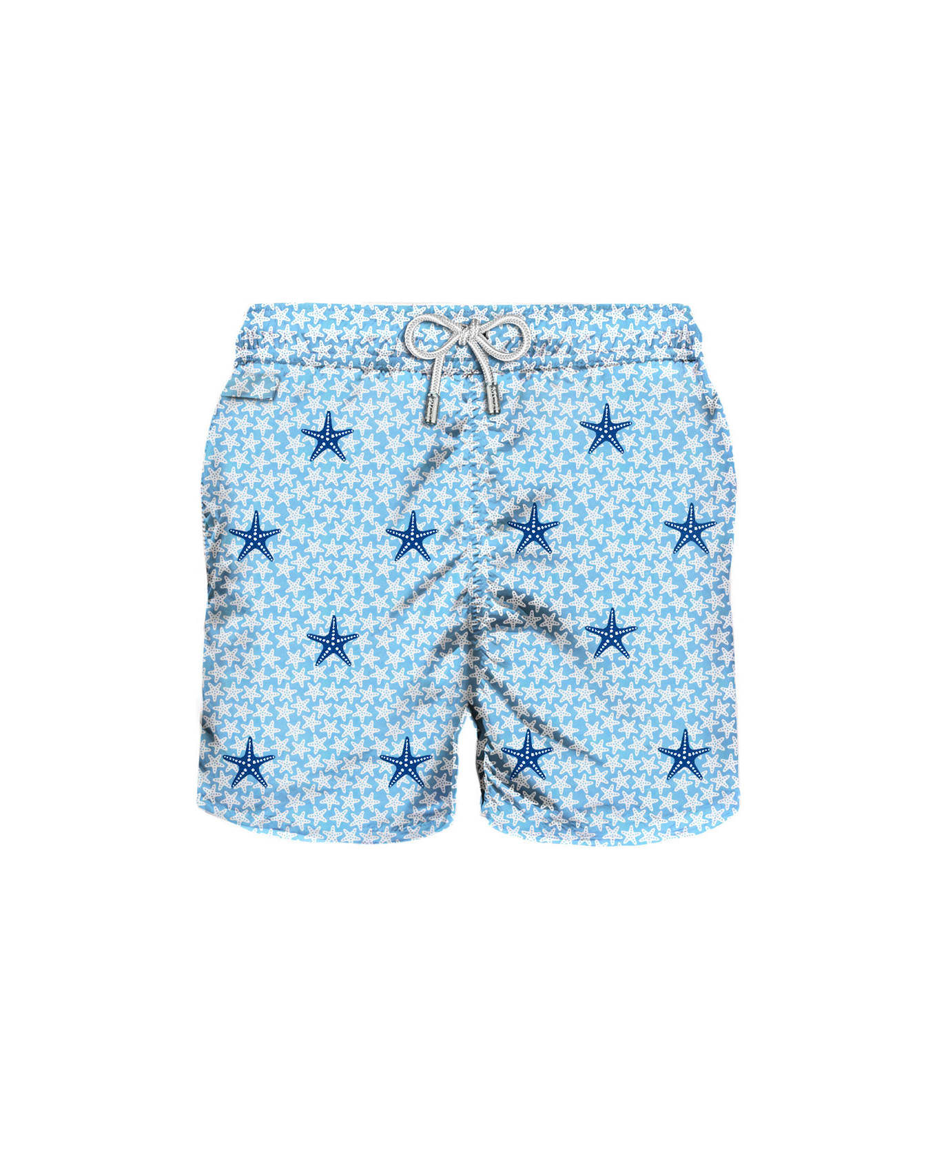MC2 Saint Barth Man Light Fabric Swim Shorts With Stars Embroidery - BLUE