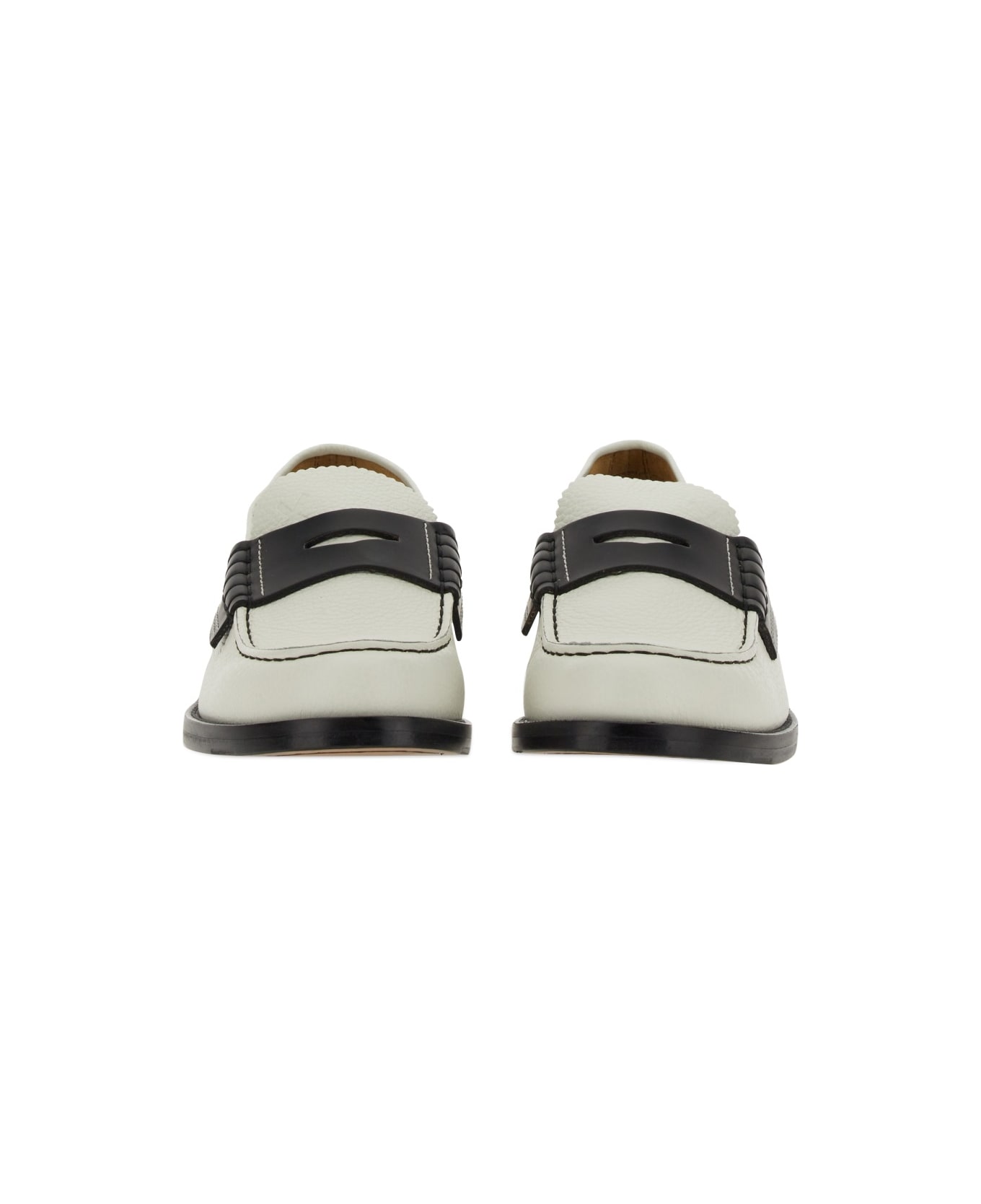 College Leather Loafer - WHITE