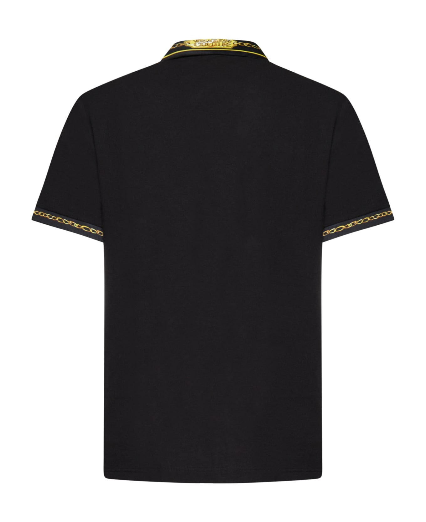 Versace Jeans Couture Chain-link Polo Shirt - Black gold