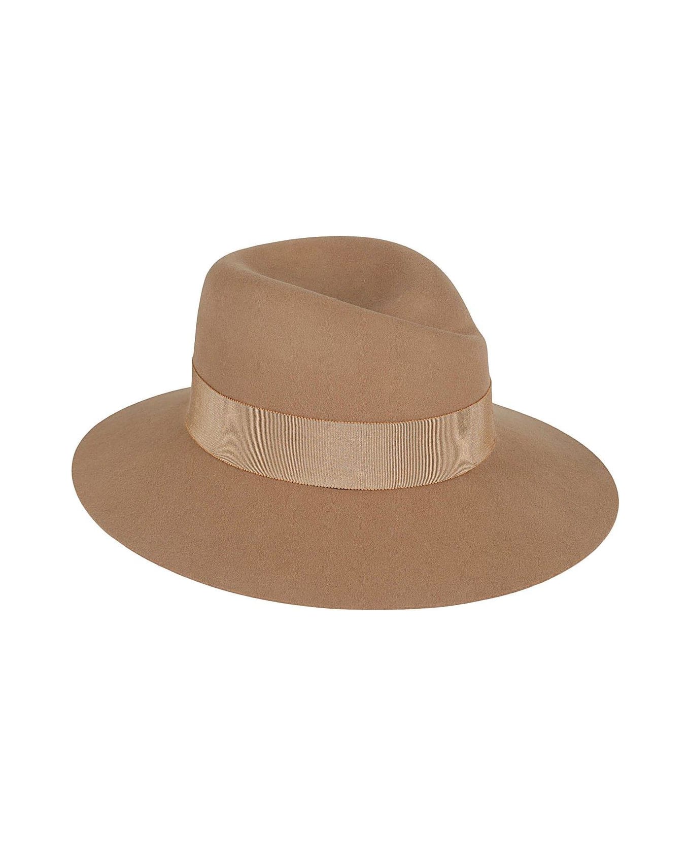 Maison Michel Logo Plaque Fedora Hat - NEUTRALS