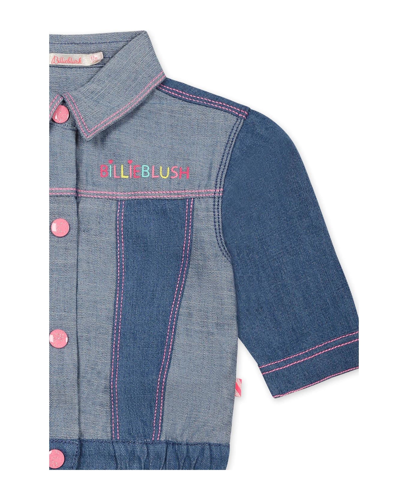 Billieblush Denim Jacket For Baby Girl With Logo - Denim