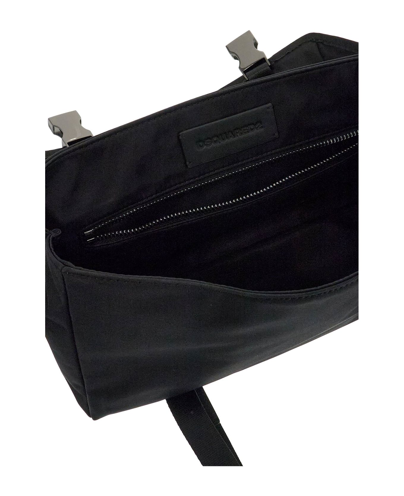 Dsquared2 Black Shoulder Bag In Polyamide With Spacious Compartment - NERO (Black)