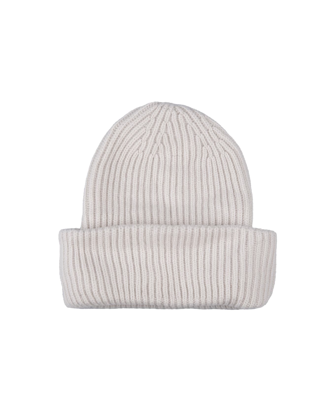 Fedeli Corean Ribbed Cashmere Beanie - White 帽子