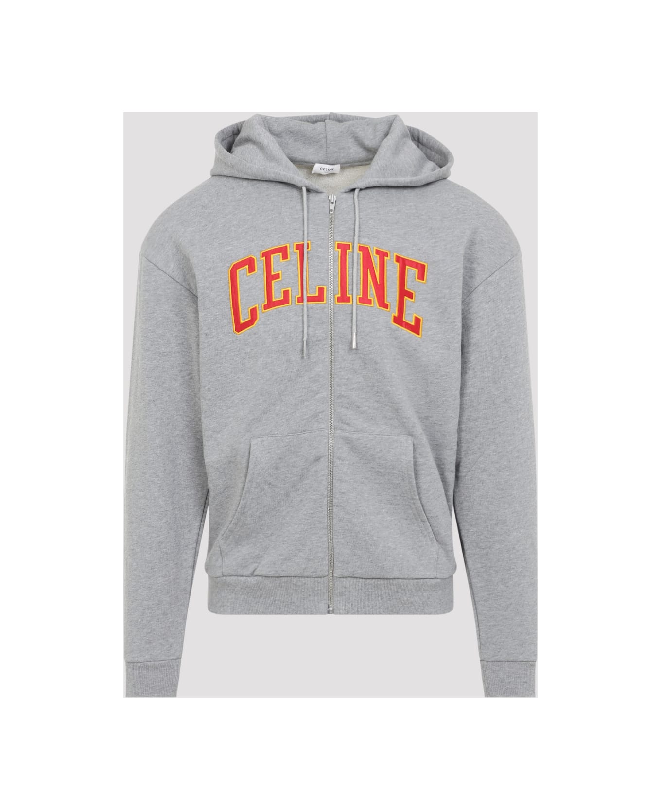 Celine Loose Zip Up Hoodie - Grey Melange Burgundy