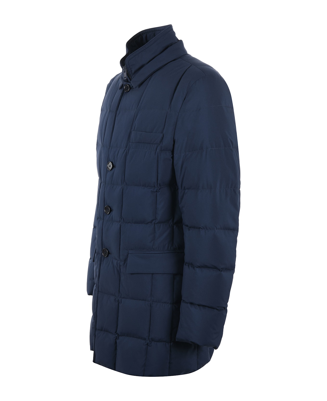 Fay Navy Blue Quilted Coat - Blue