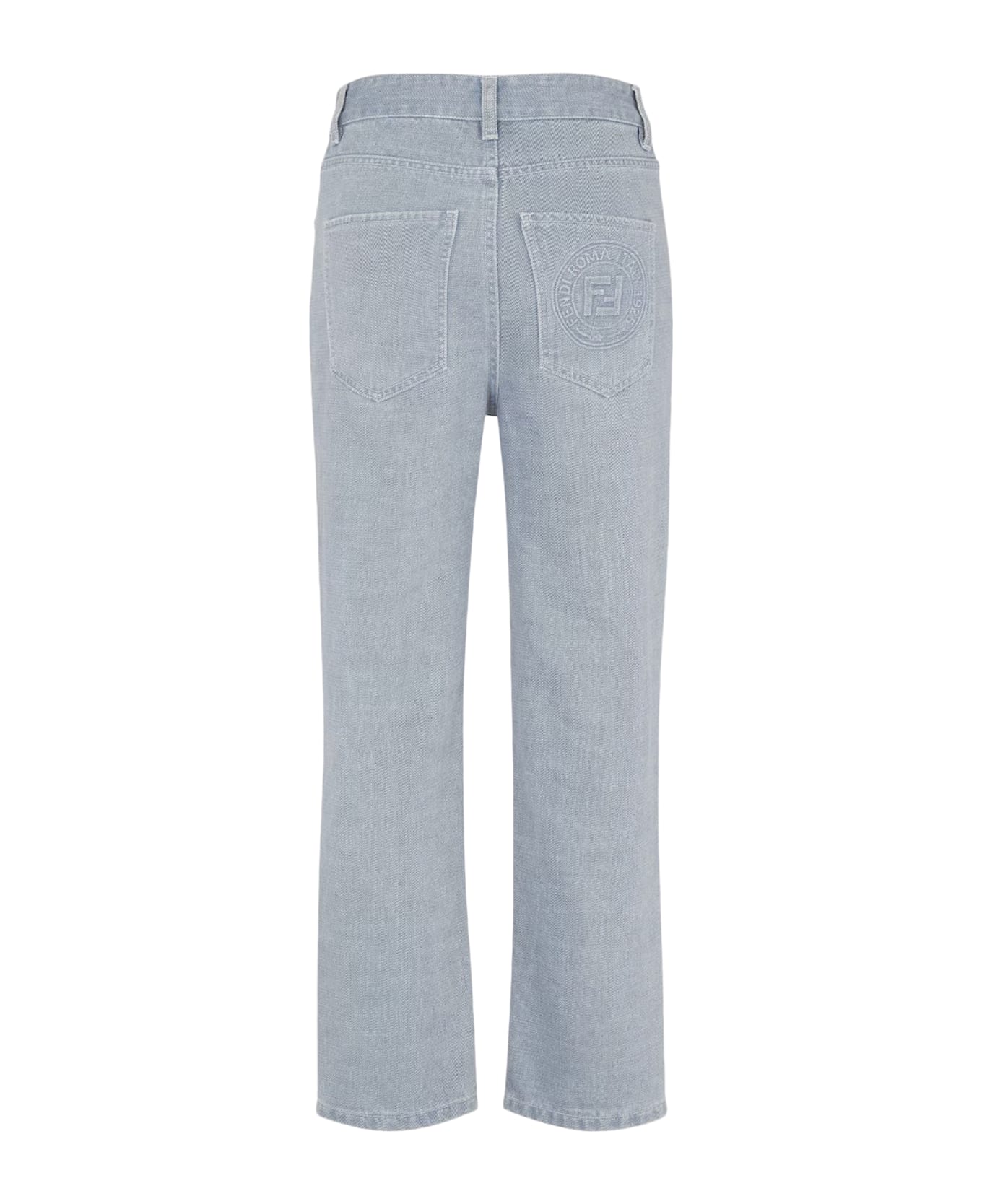 Fendi Light Denim Jeans With Embroidery - Grey