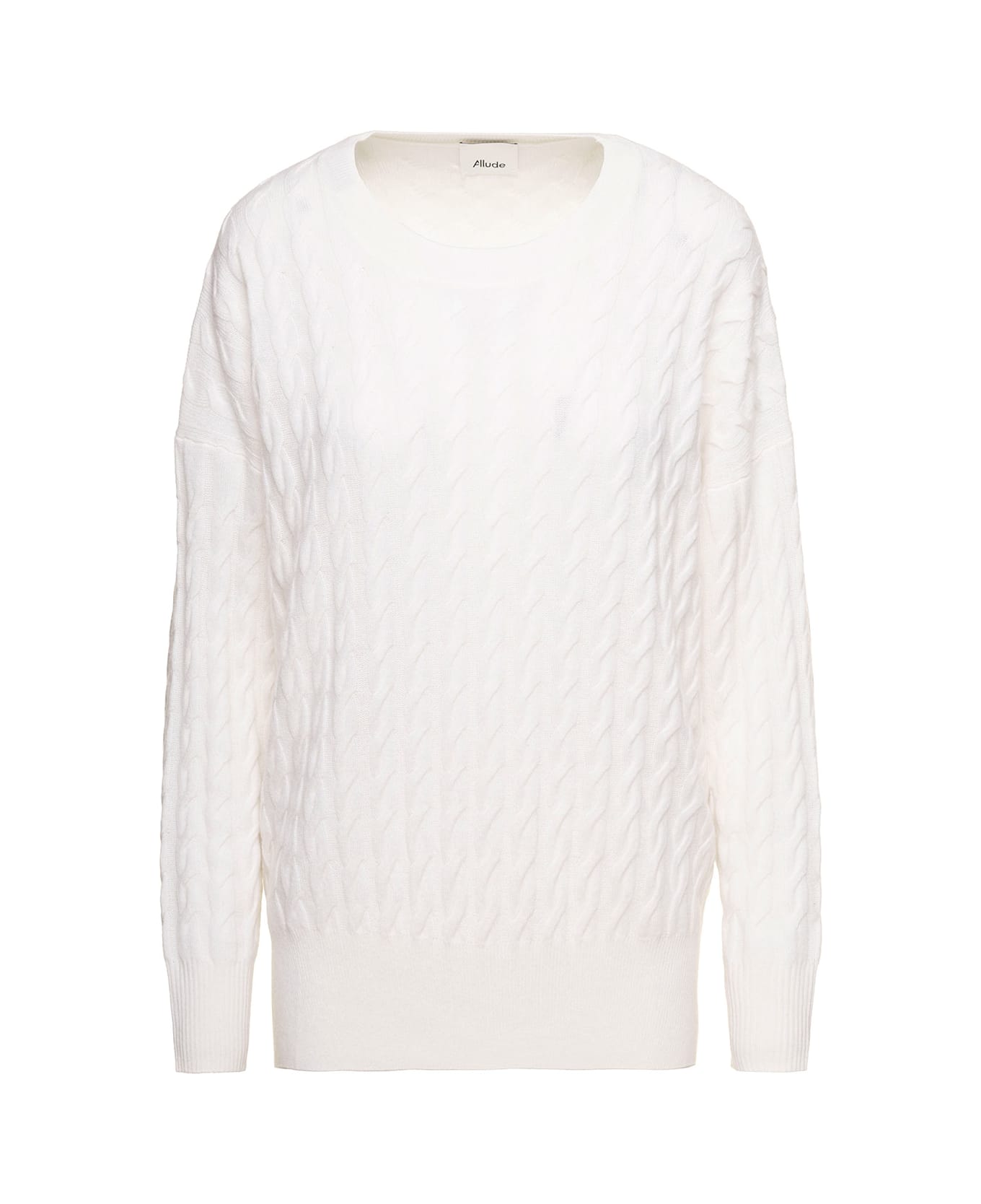 Allude White Cable-knit Sweater In Cashmere Woman - White