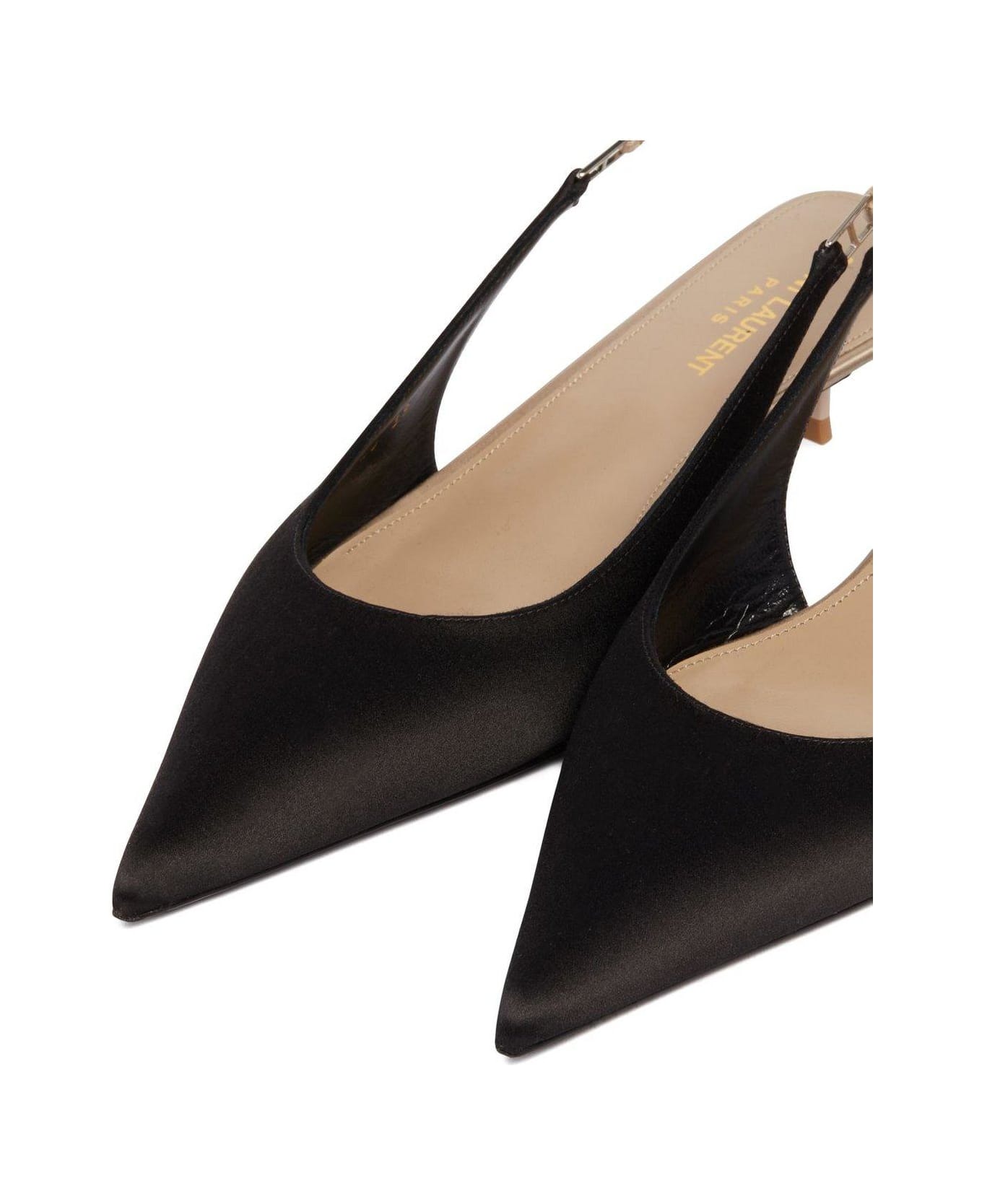 Saint Laurent Cherish Slingback Pumps - Nero Partridge Pink ハイヒール