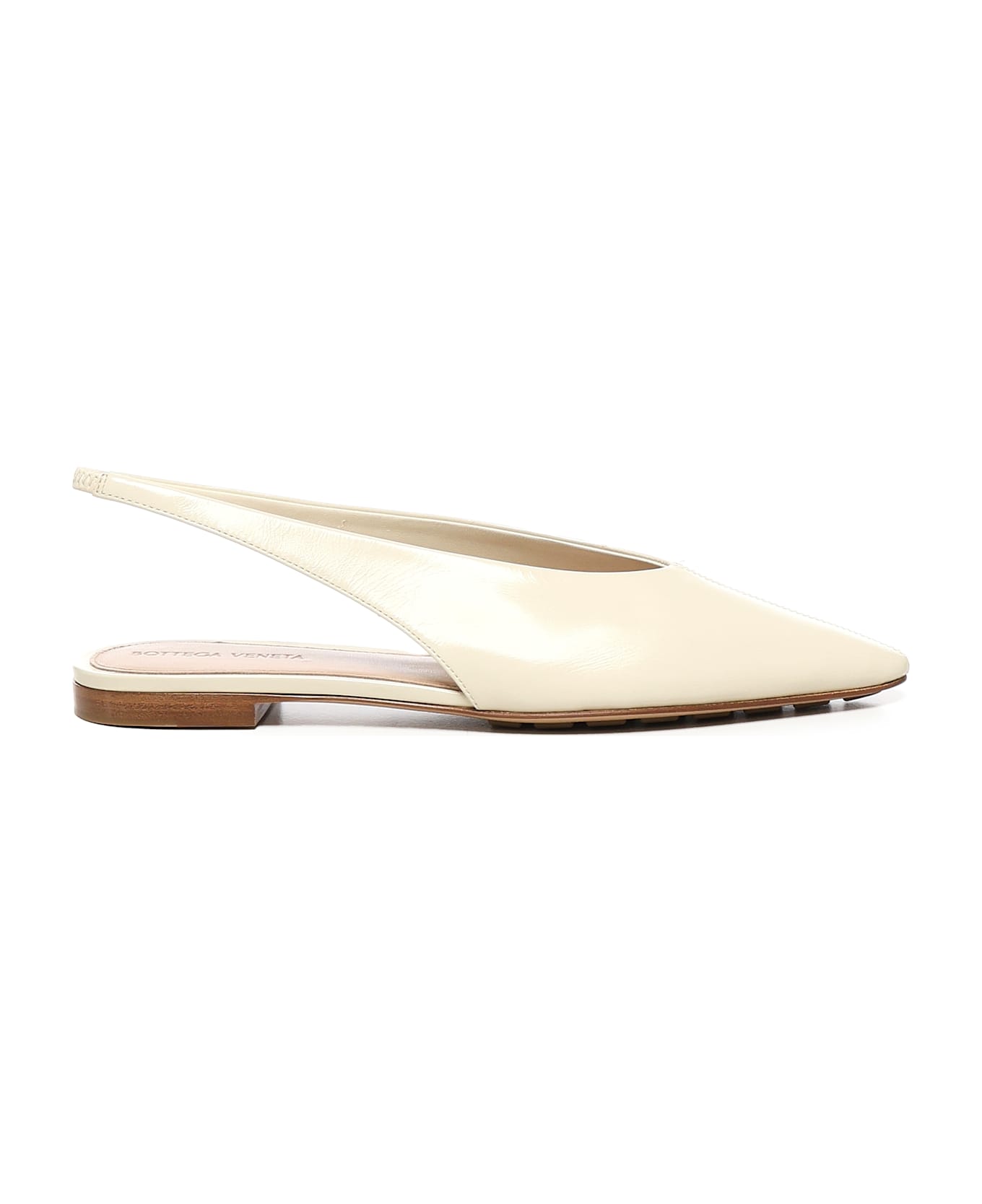 Bottega Veneta Sofia Slingback Ballet Pumps In Shiny Calfskin Leather - White