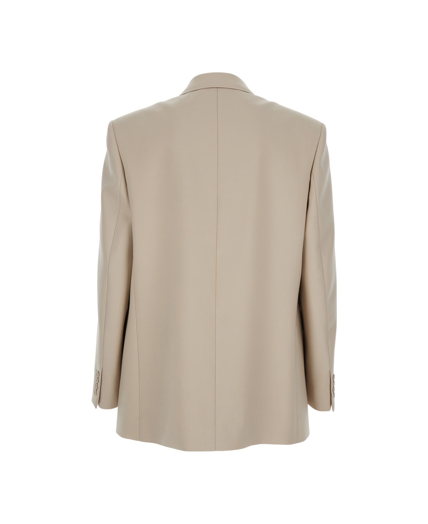 Saint Laurent Beige Double-breasted Jacket With Peak Revers In Wool Man - Beige