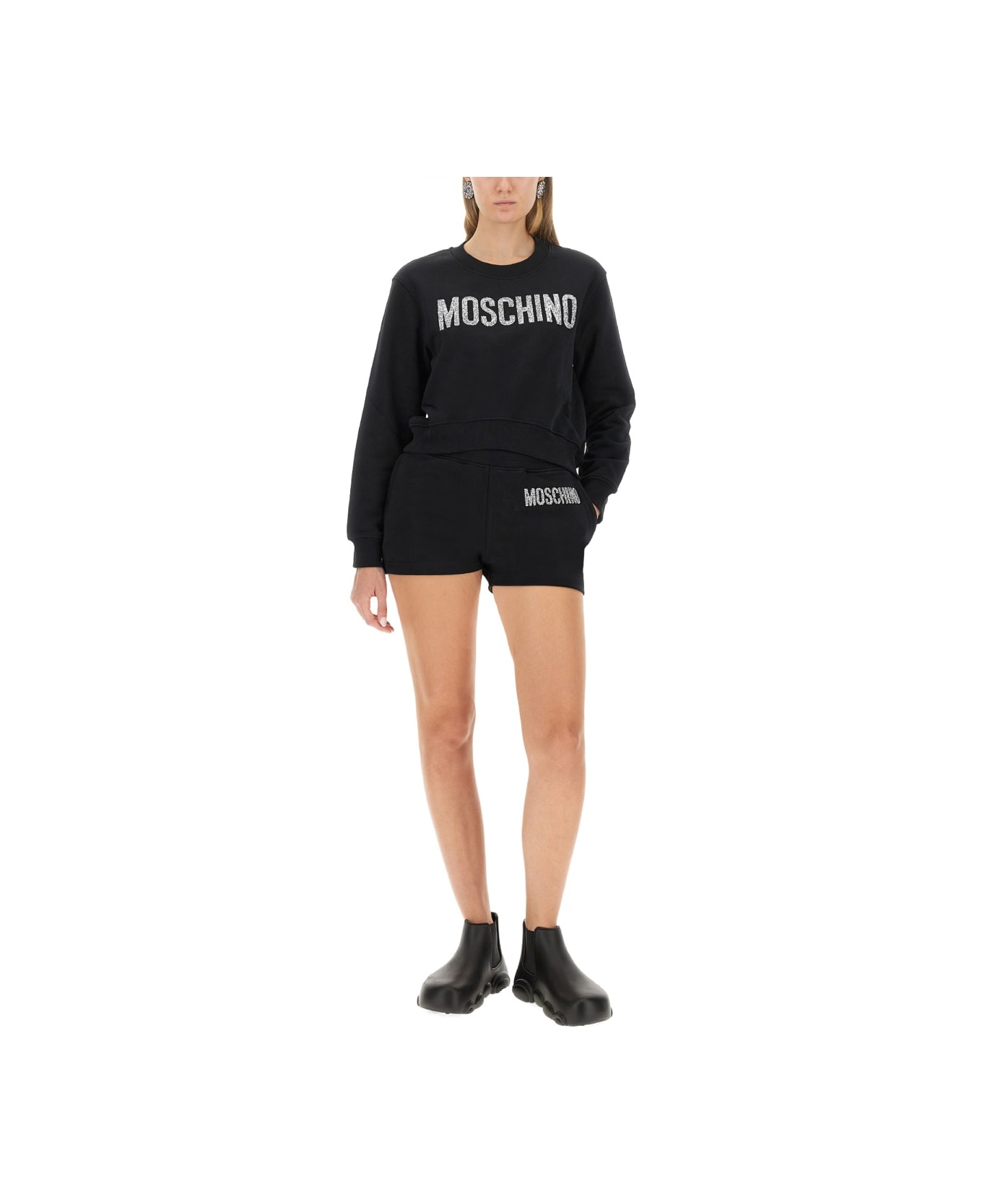Moschino Short With Logo - BLACK