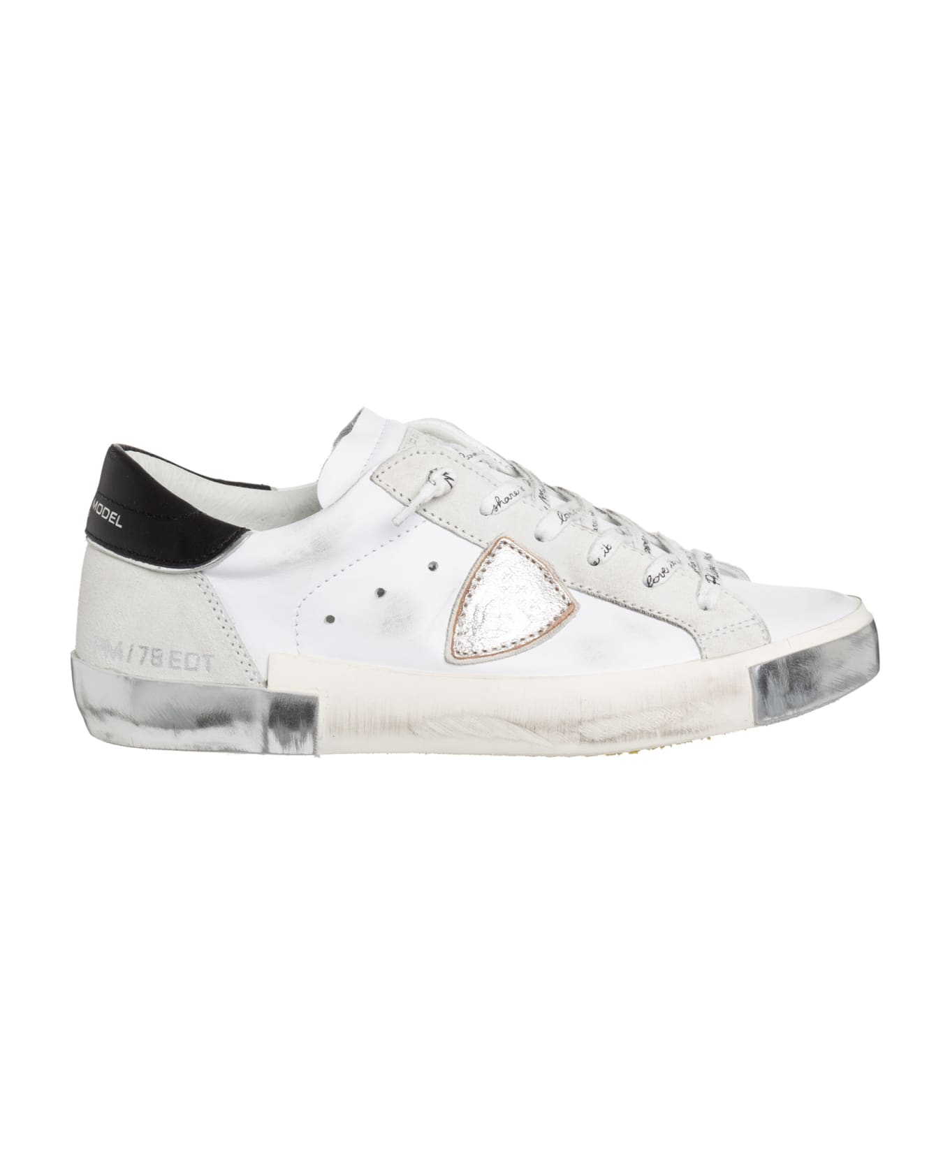 Philippe Model Prsx Leather Sneakers - Blanc/argent