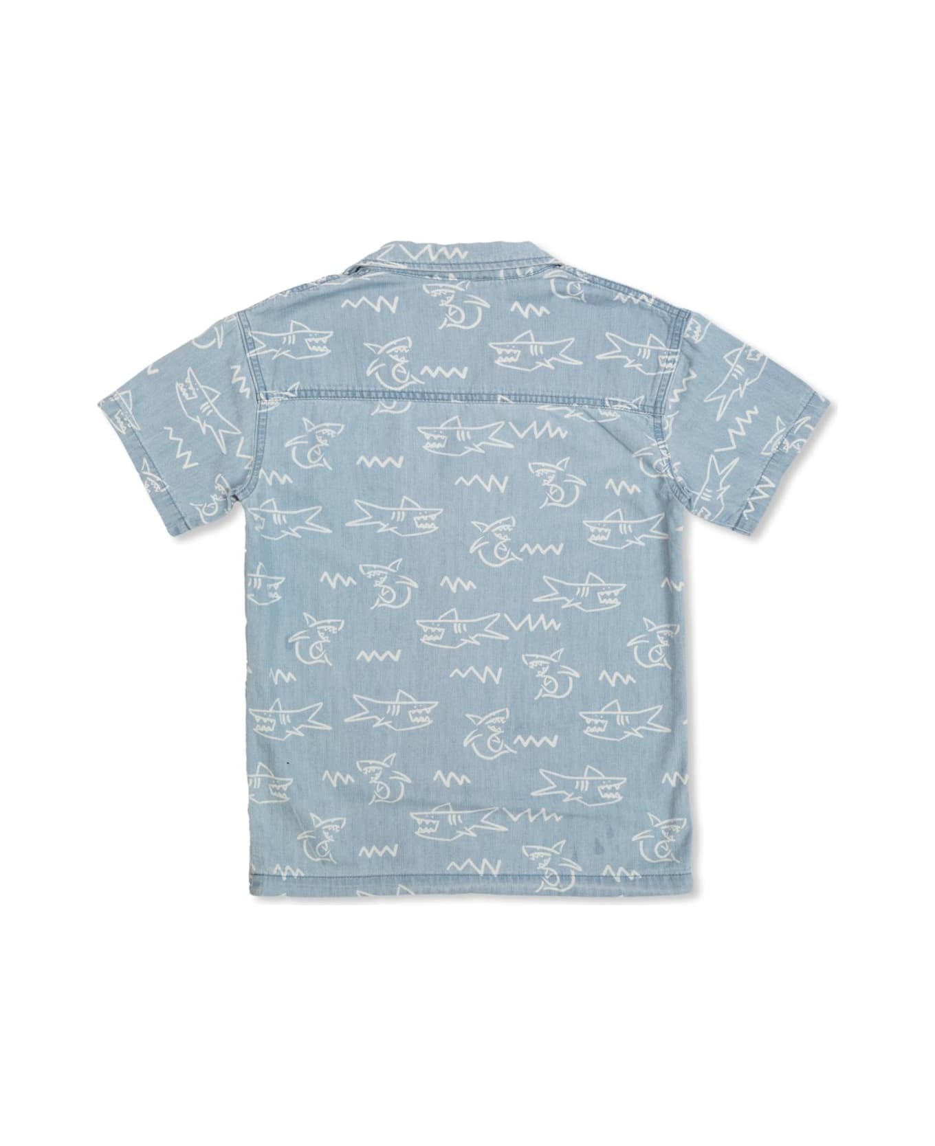 Stella McCartney Kids Shirt With Shark Motif - Celeste シャツ