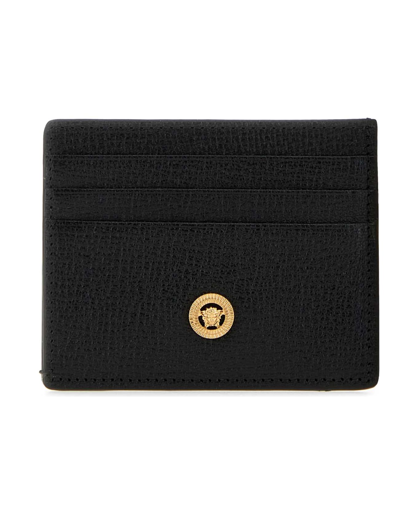 Versace Black Leather Medusa Biggie Card Holder - BLACKVERSACEGOLD