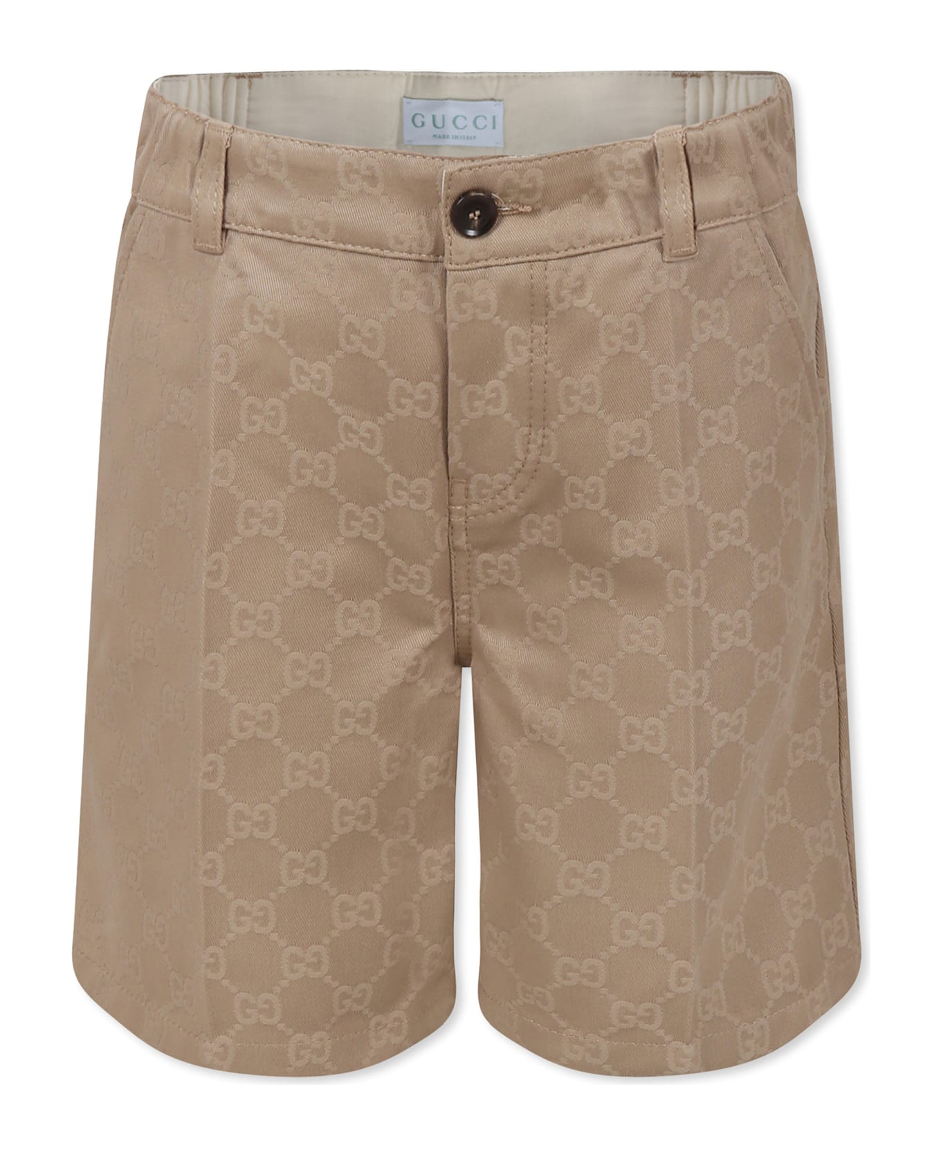 Gucci Brown Shorts For Boy With Web Detail - Brown