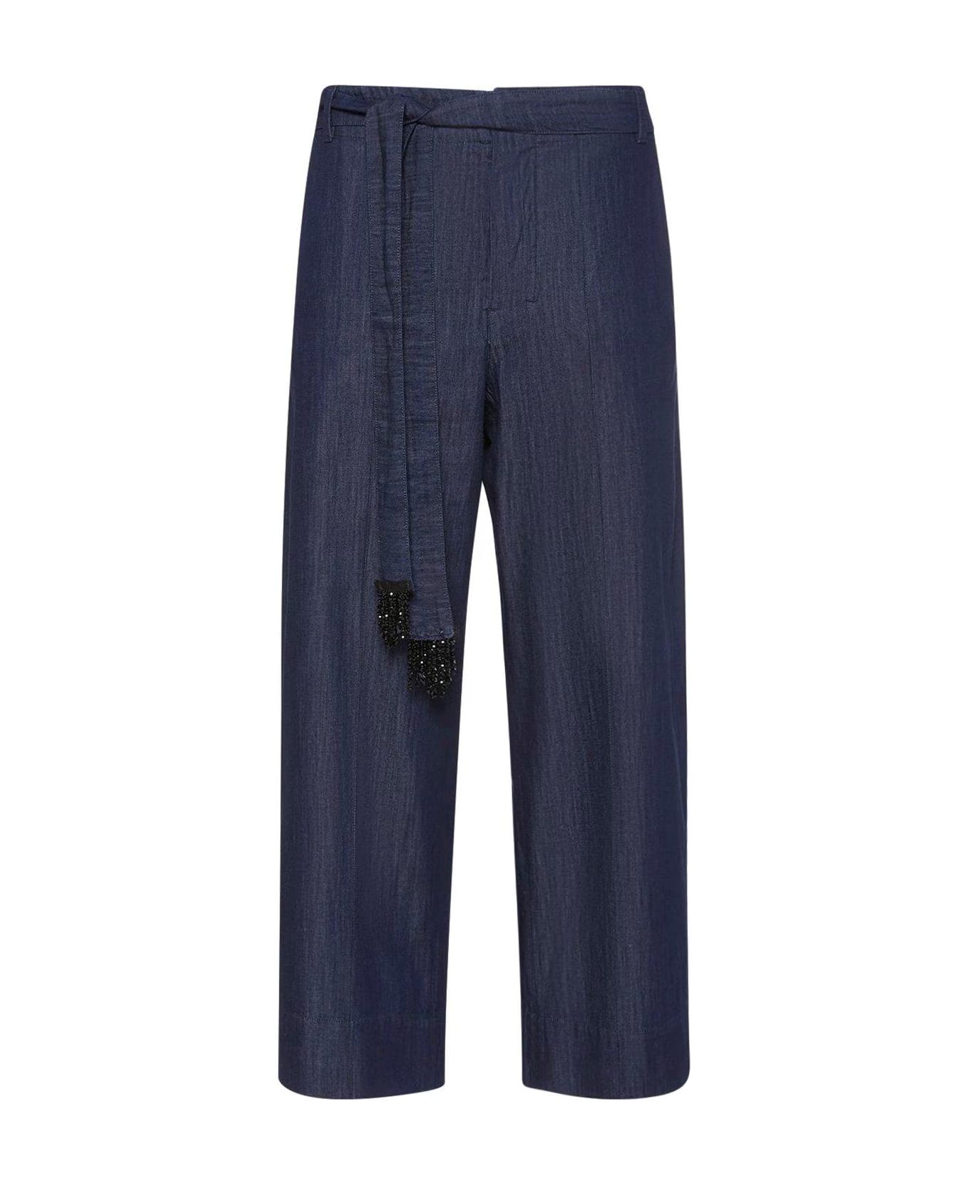 'S Max Mara Belted Cropped Jeans Max Mara - BLU ボトムス