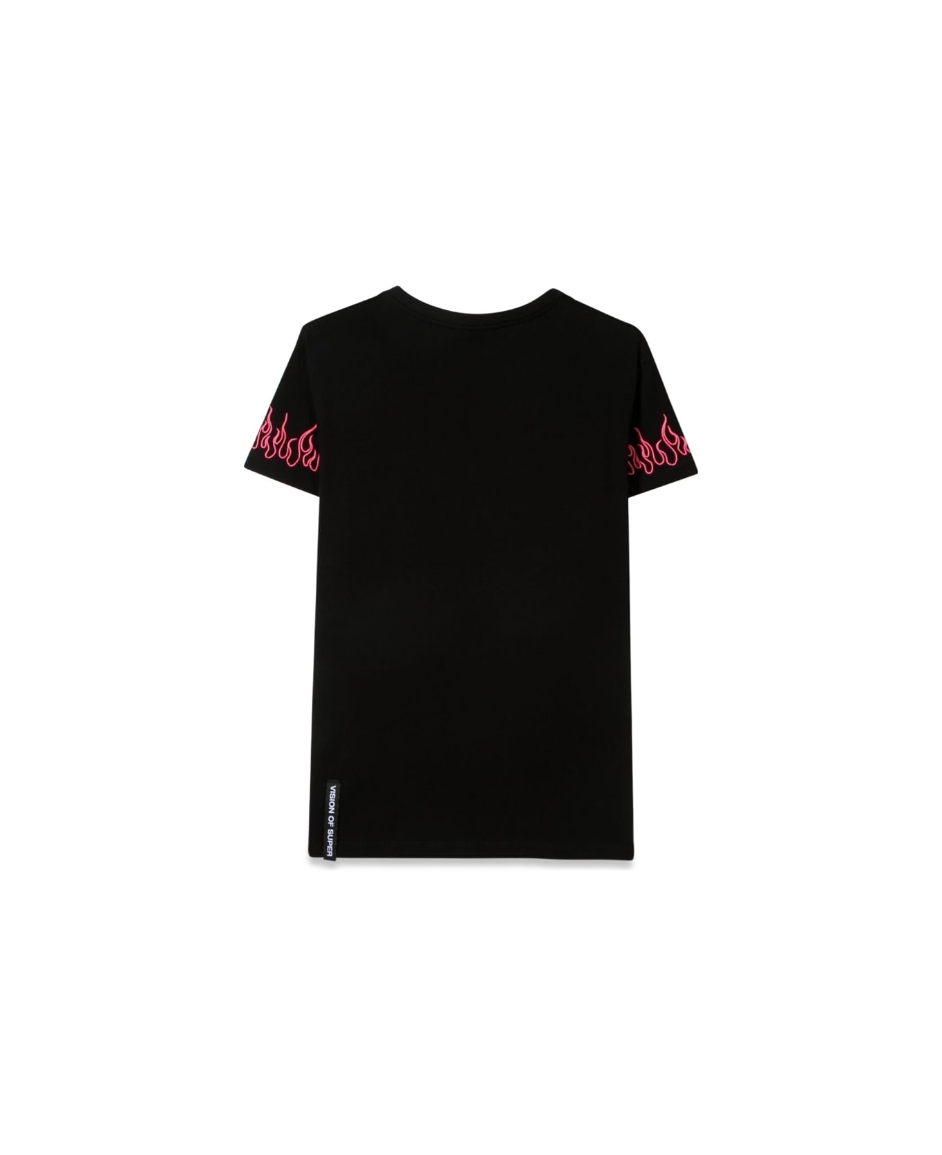 Vision of Super Black Embroidered Tshirt Fuchsia Flame - BLACK
