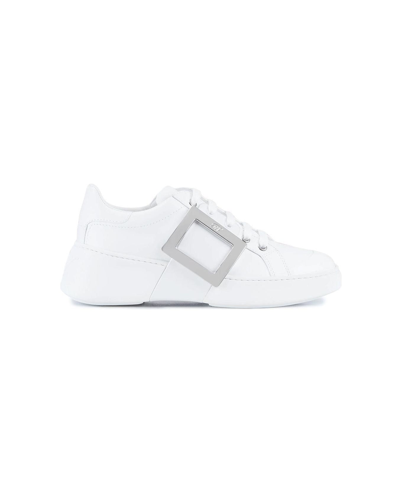 Roger Vivier Viv
 Skate Metal Buckle Sneakers - White