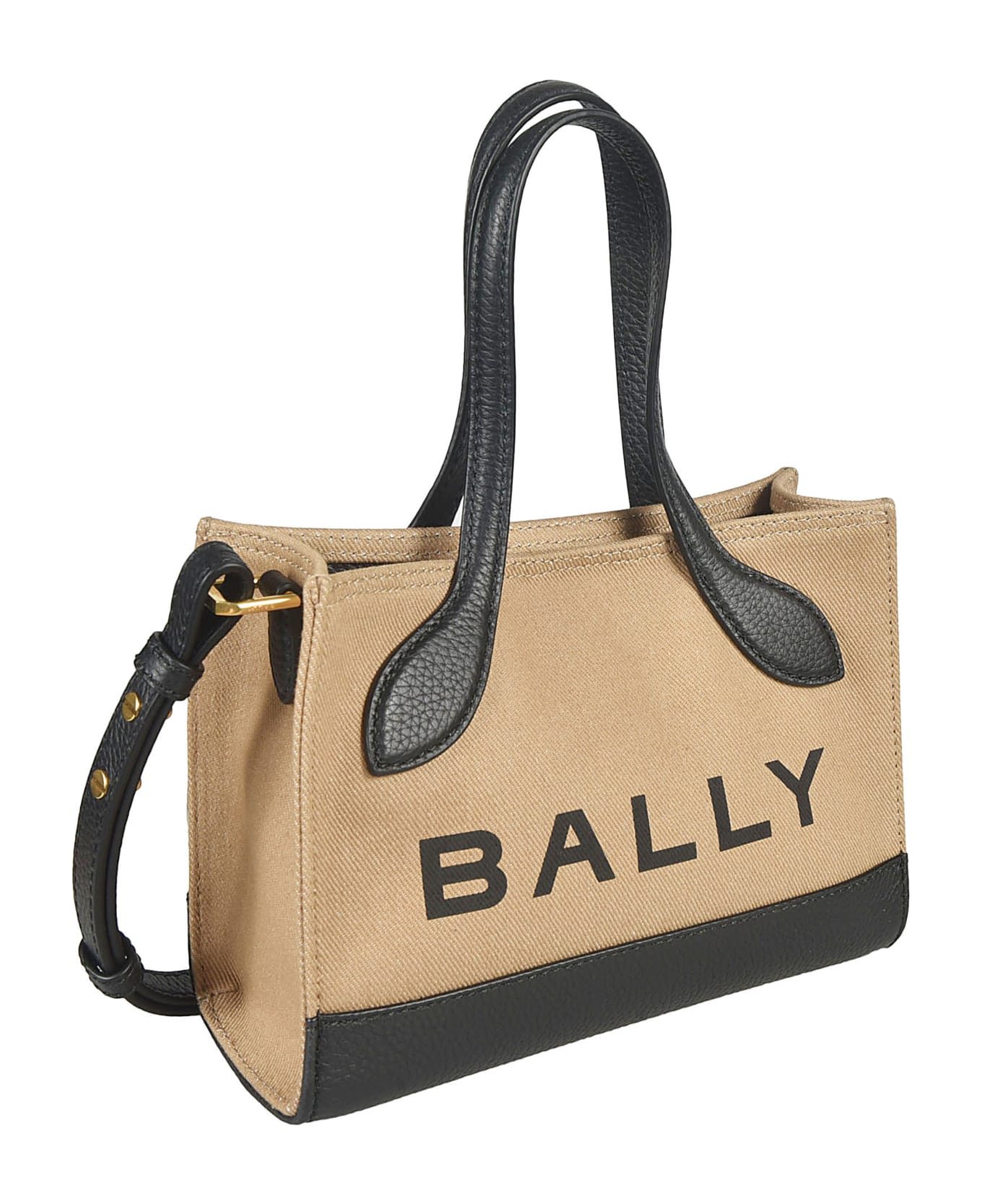 Bally Bar Keep On Mini Shopper Bag - Sand/Black/Gold