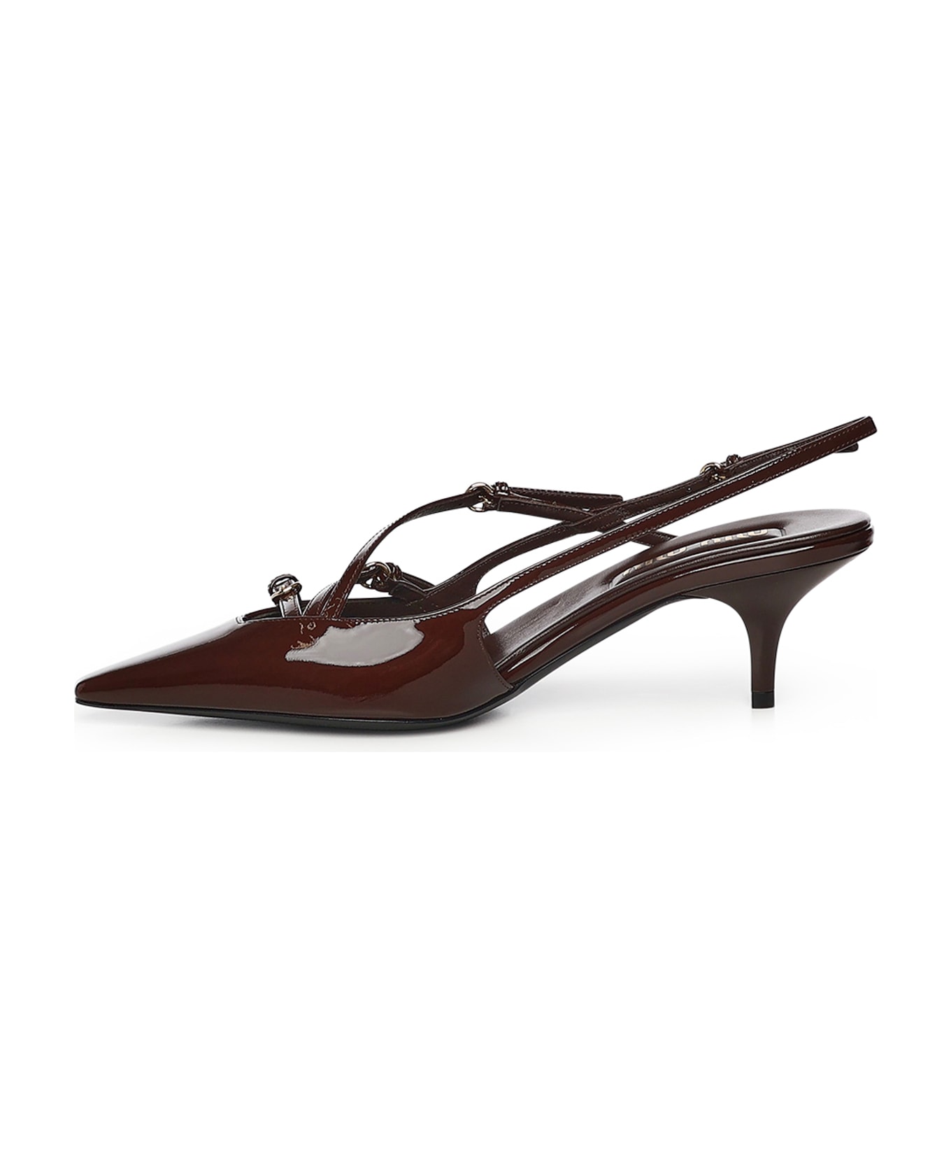 Miu Miu Leather Slingback Pump With Buckles - COCOA