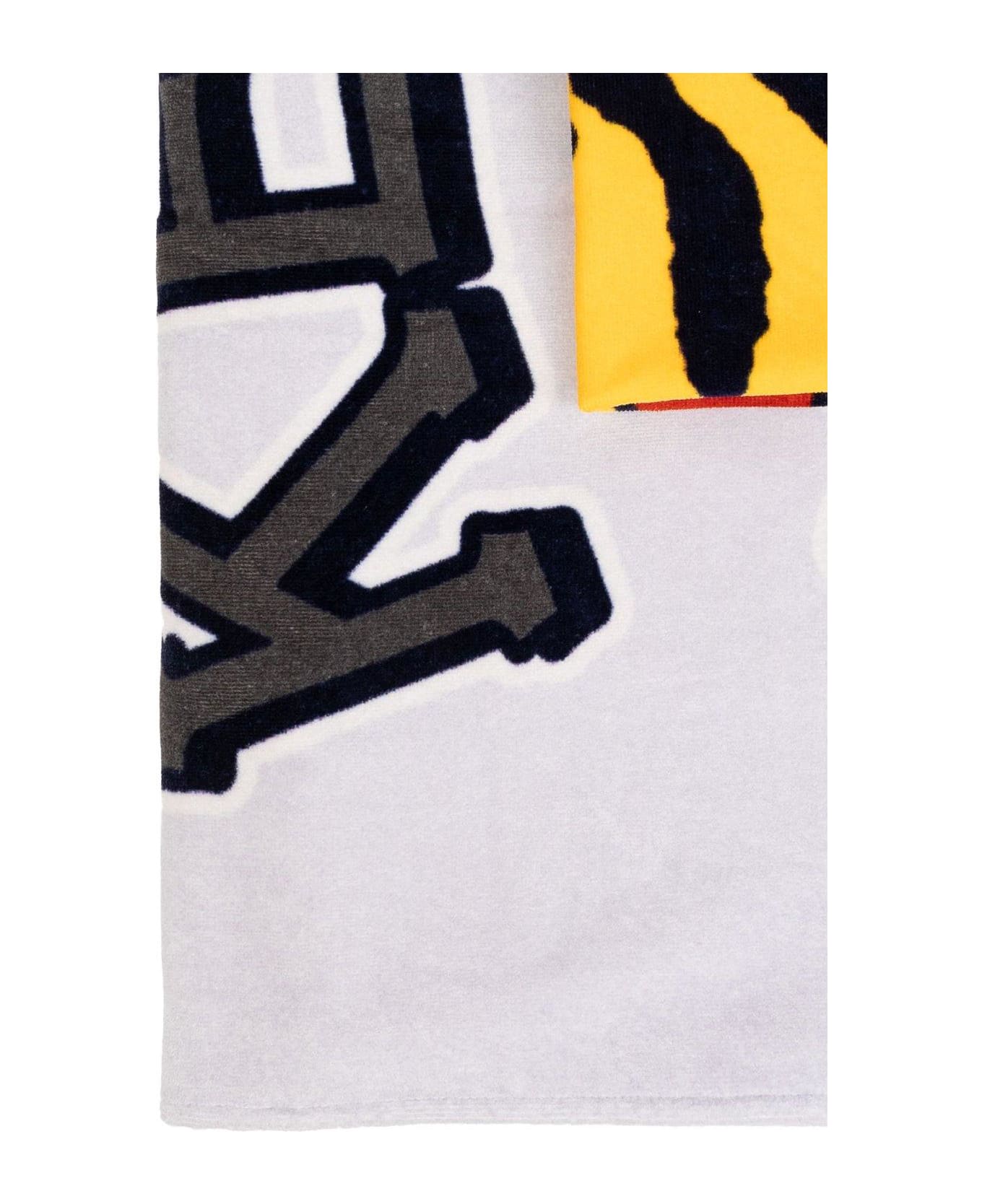 Kenzo Logo Printed Beach Towel - Gris perle タオル